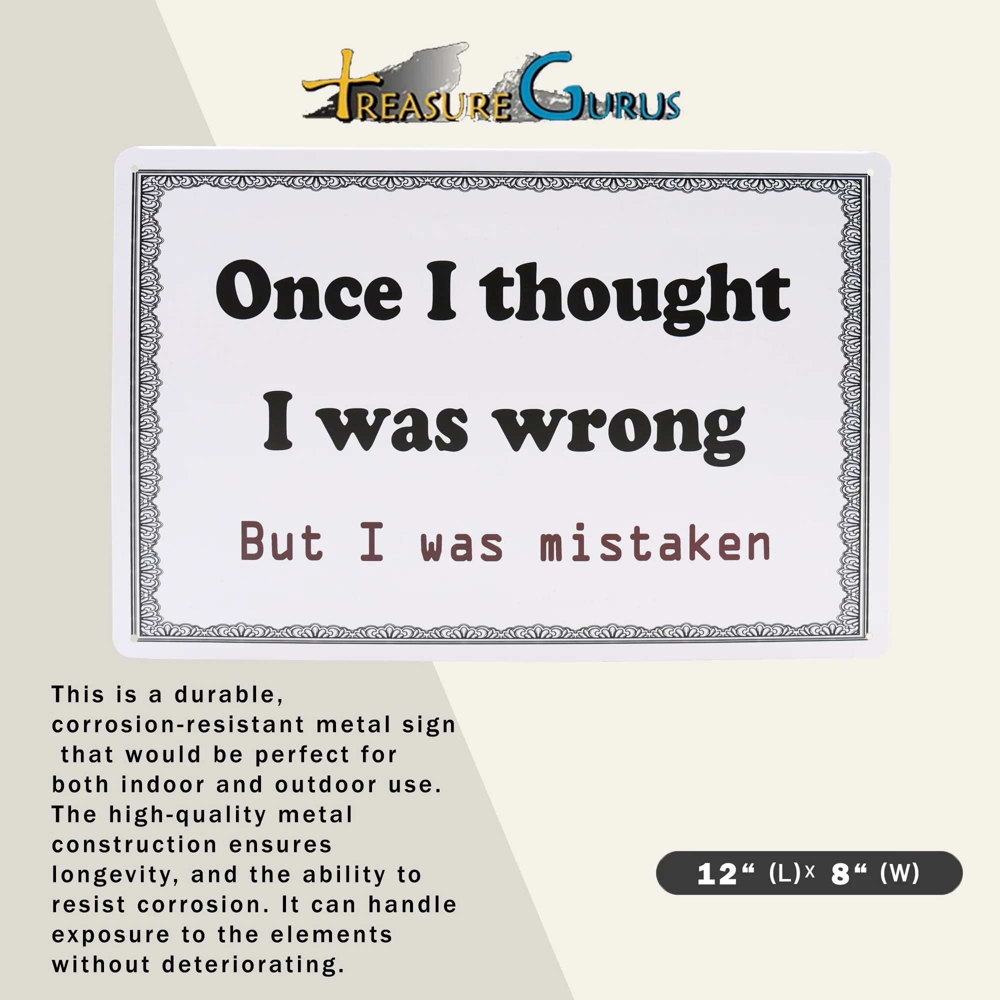Metal Home Office Wall Decor Thought I Was Wrong Funny Sign for Desk Cubicle Art - Image 2
