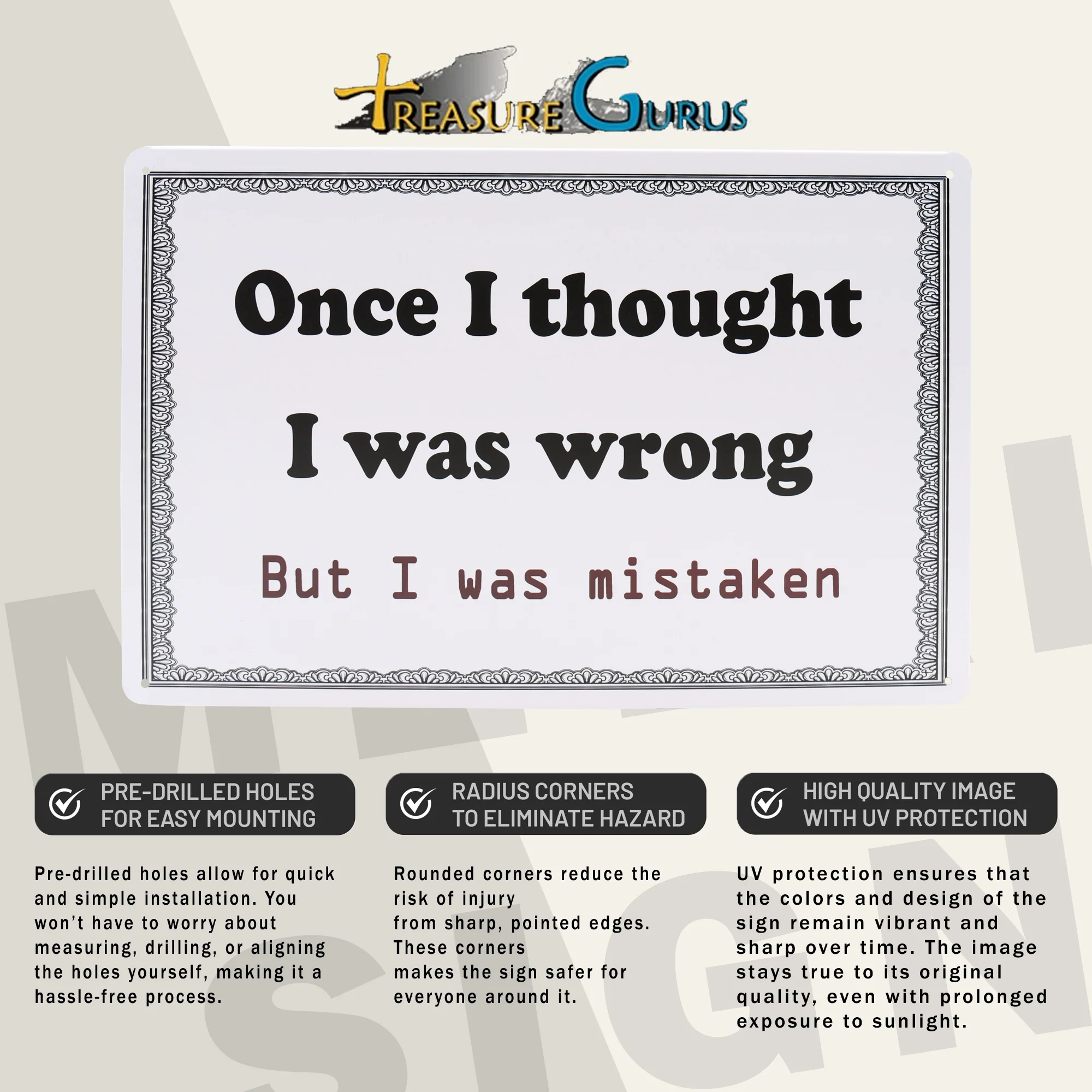 Metal Home Office Wall Decor Thought I Was Wrong Funny Sign for Desk Cubicle Art - Image 3