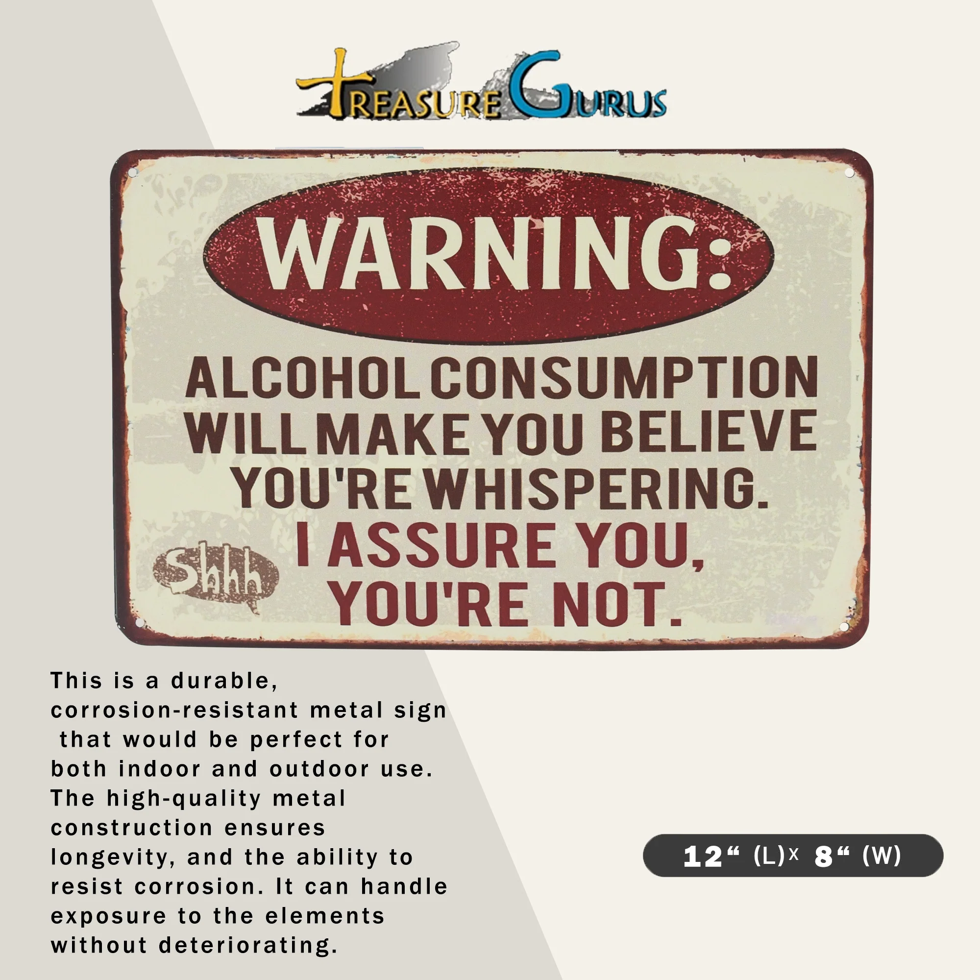 Funny Metal Warning Alcohol Consumption Sign Man Cave Garage Bar Dorm Room Decor - Image 2