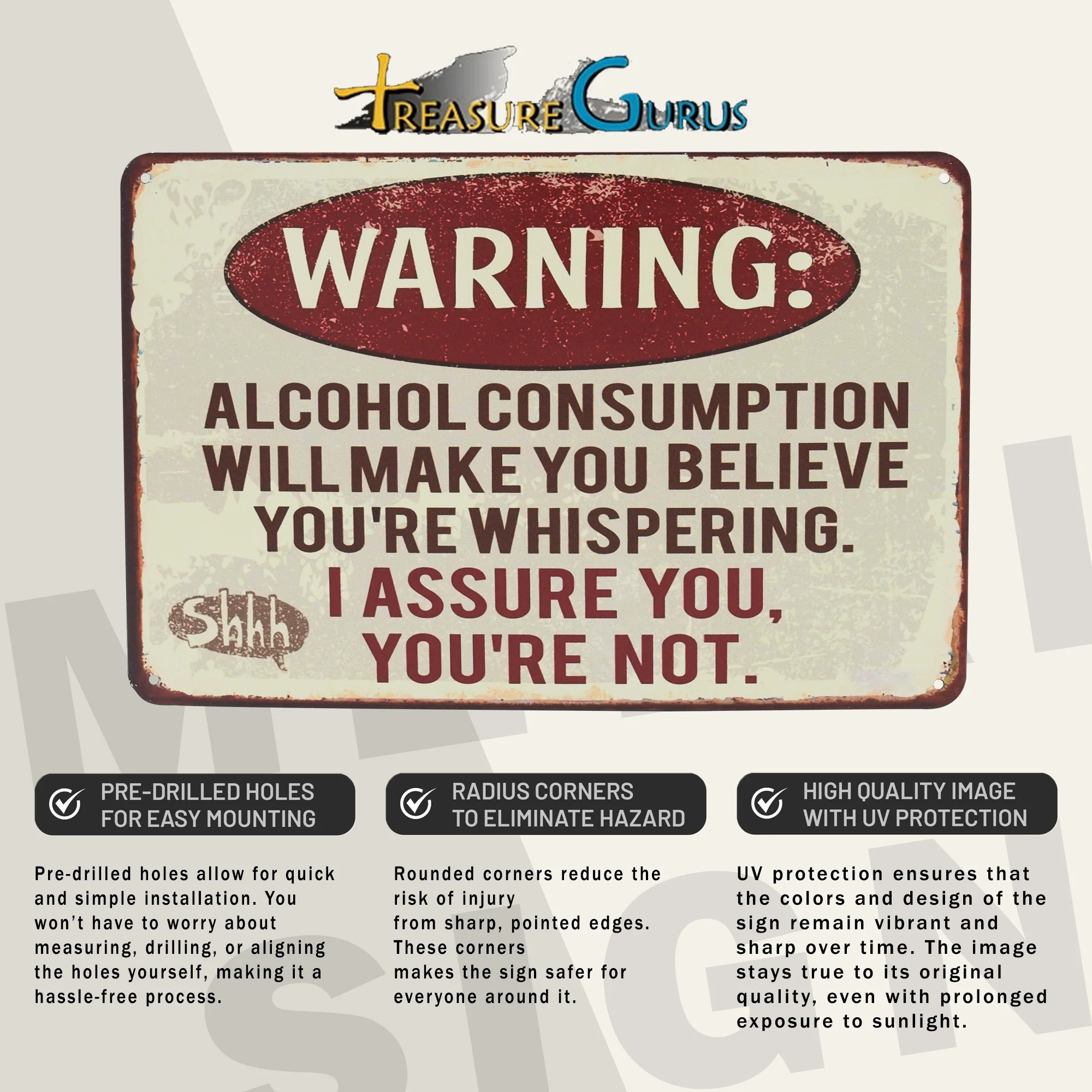 Funny Metal Warning Alcohol Consumption Sign Man Cave Garage Bar Dorm Room Decor - Image 3