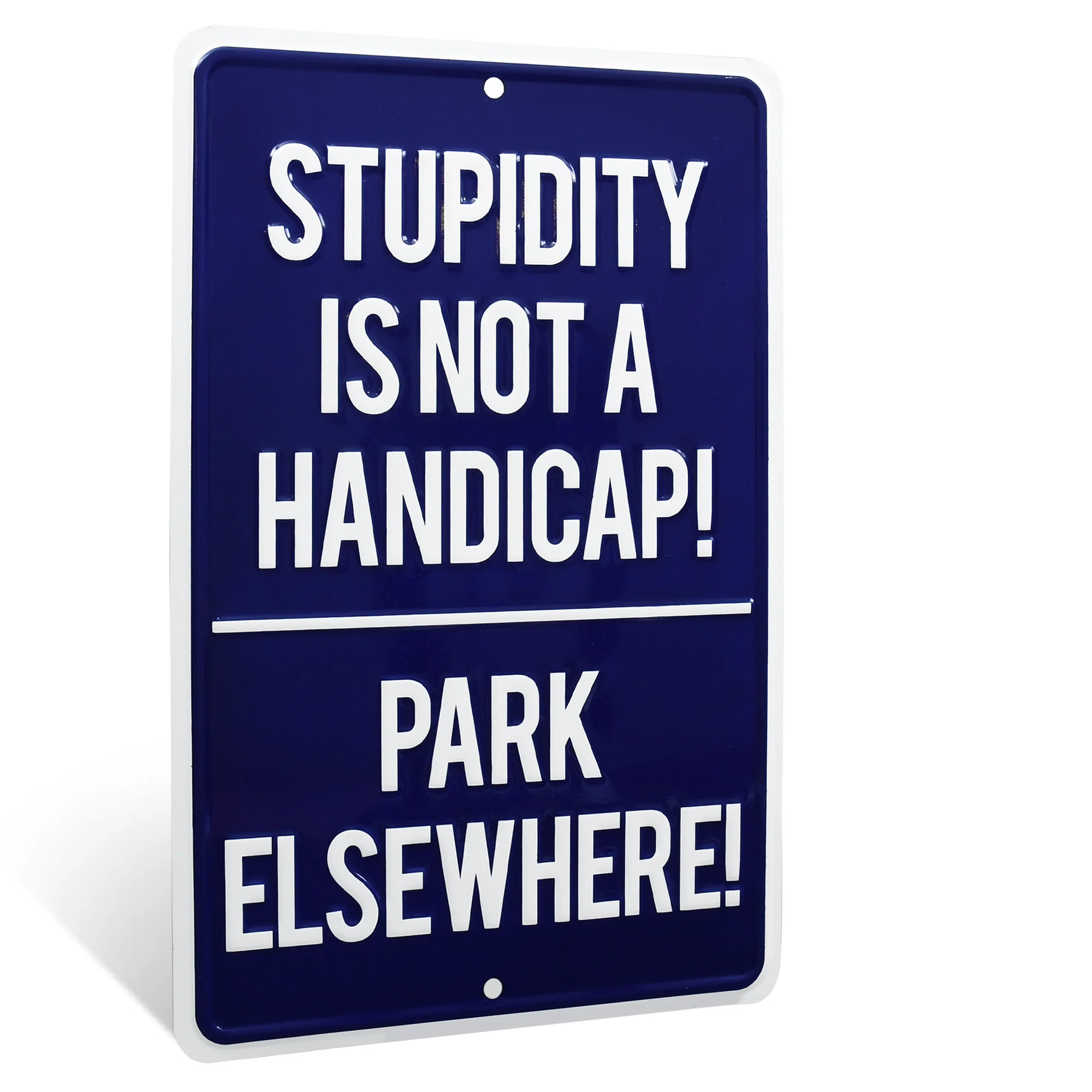 Metal Stupidity Is Not A Handicap Park Elsewhere Sign for Garage, Man Cave Decor