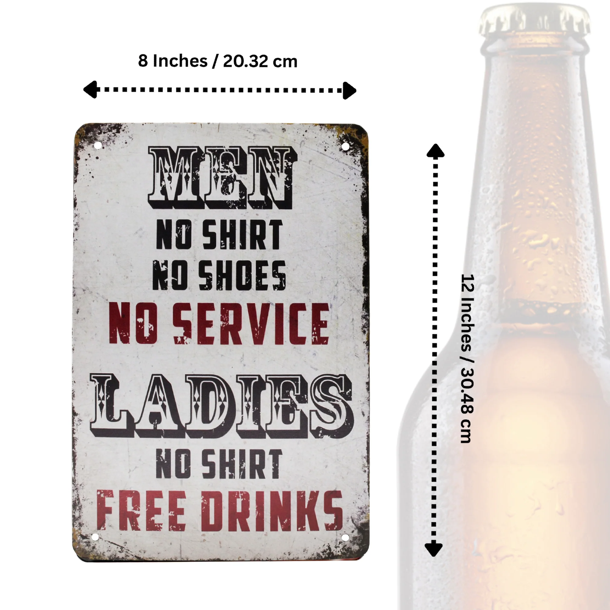 Free Drinks Funny Metal Wall Art Sign Man Cave, Garage, College Dorm Room Decor - Image 5