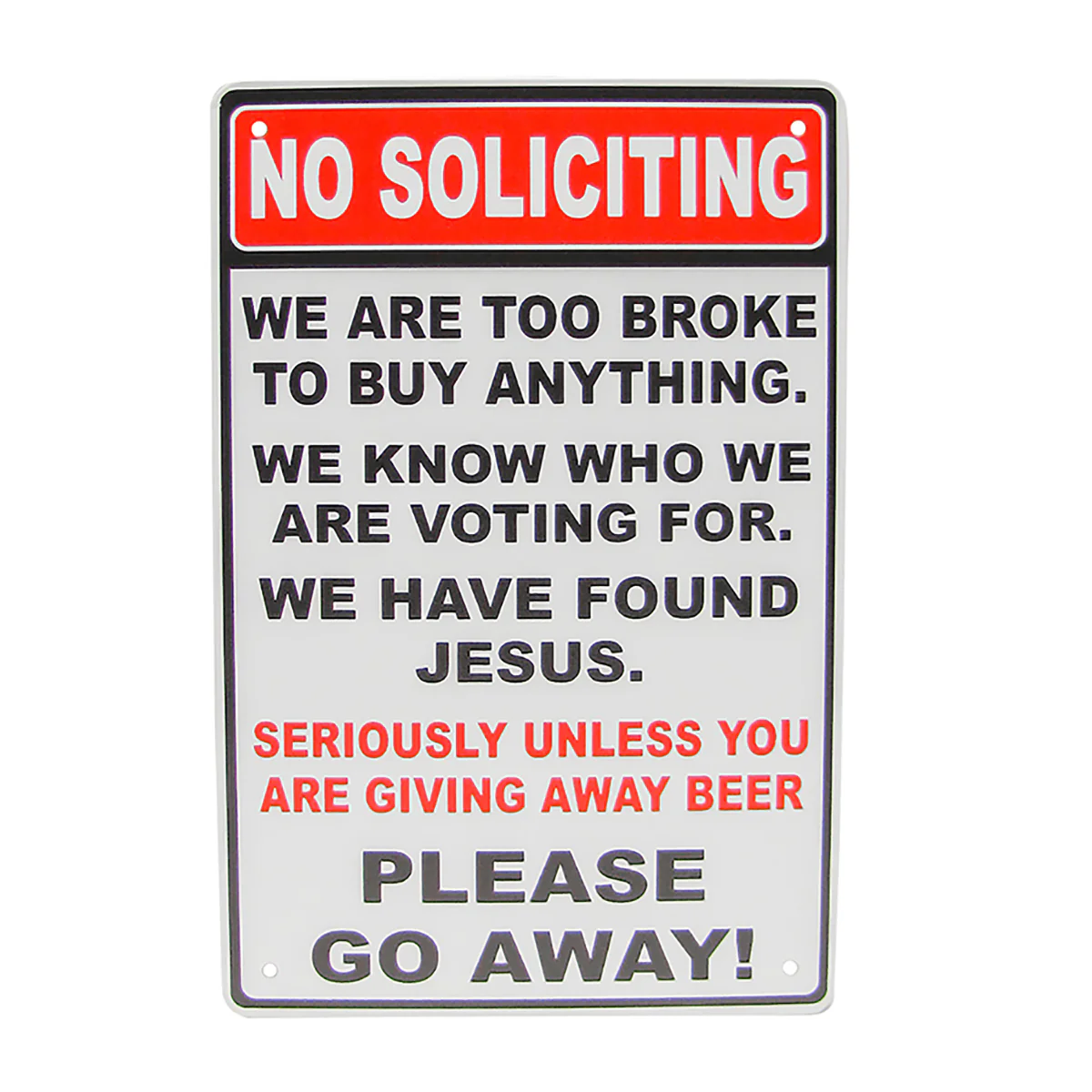 Funny No Soliciting Unless Giving Away Beer Metal Front Door Porch Home Tin Sign