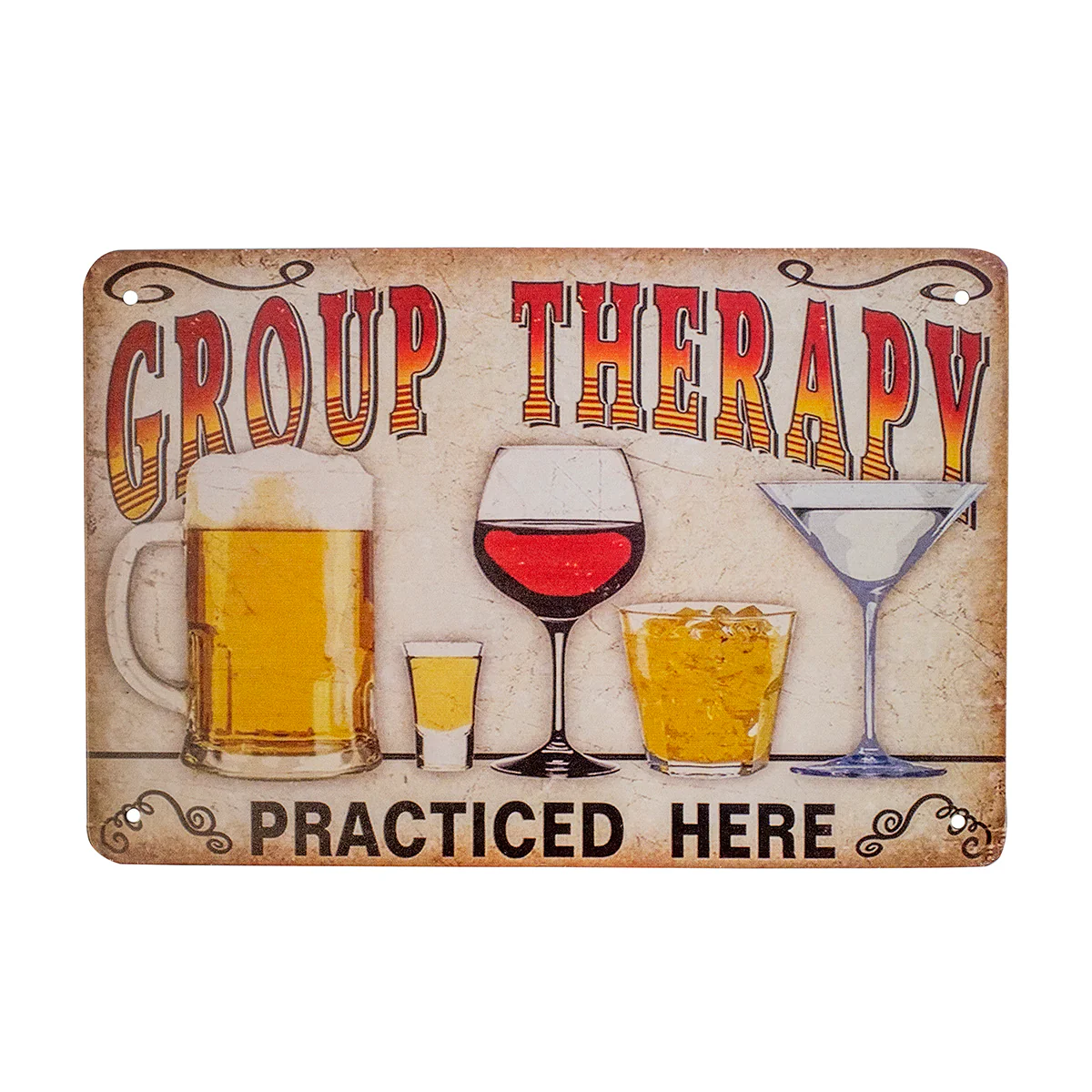 Funny Novelty Group Therapy Beer Wine Tin Wall Sign Man Cave Bar Pub Cafe Decor