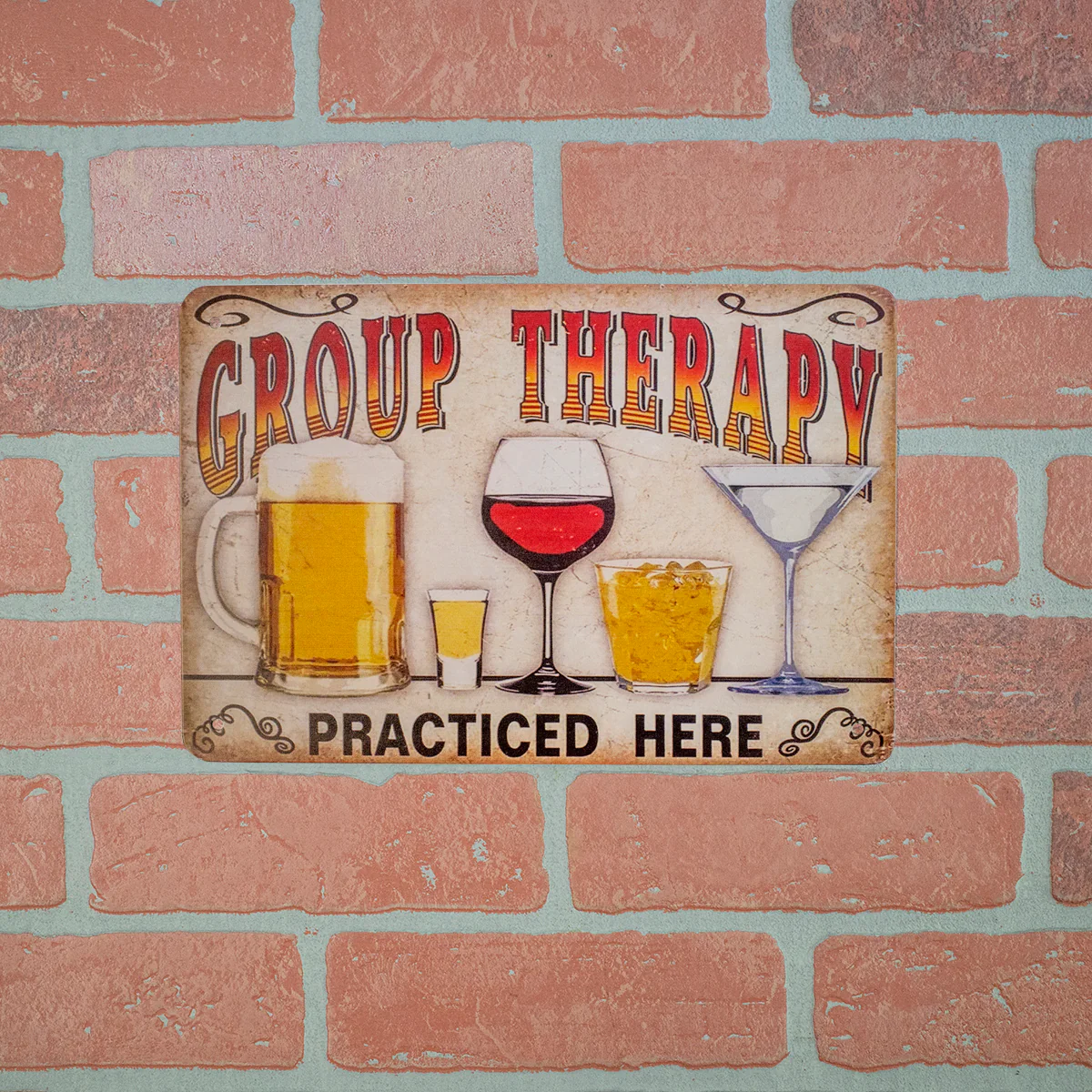 Funny Novelty Group Therapy Beer Wine Tin Wall Sign Man Cave Bar Pub Cafe Decor - Image 2