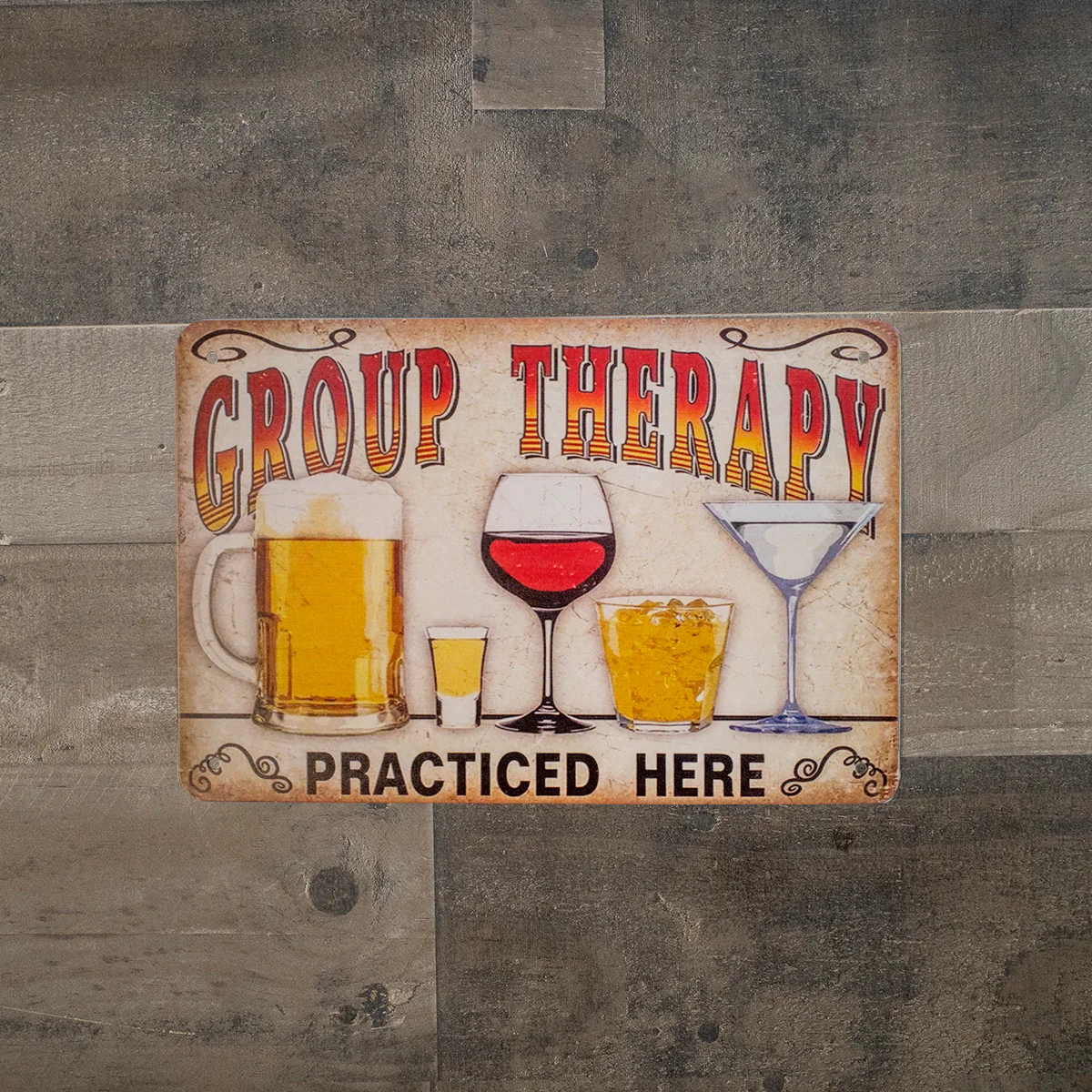 Funny Novelty Group Therapy Beer Wine Tin Wall Sign Man Cave Bar Pub Cafe Decor - Image 3