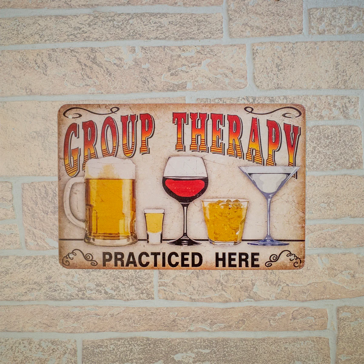 Funny Novelty Group Therapy Beer Wine Tin Wall Sign Man Cave Bar Pub Cafe Decor - Image 4