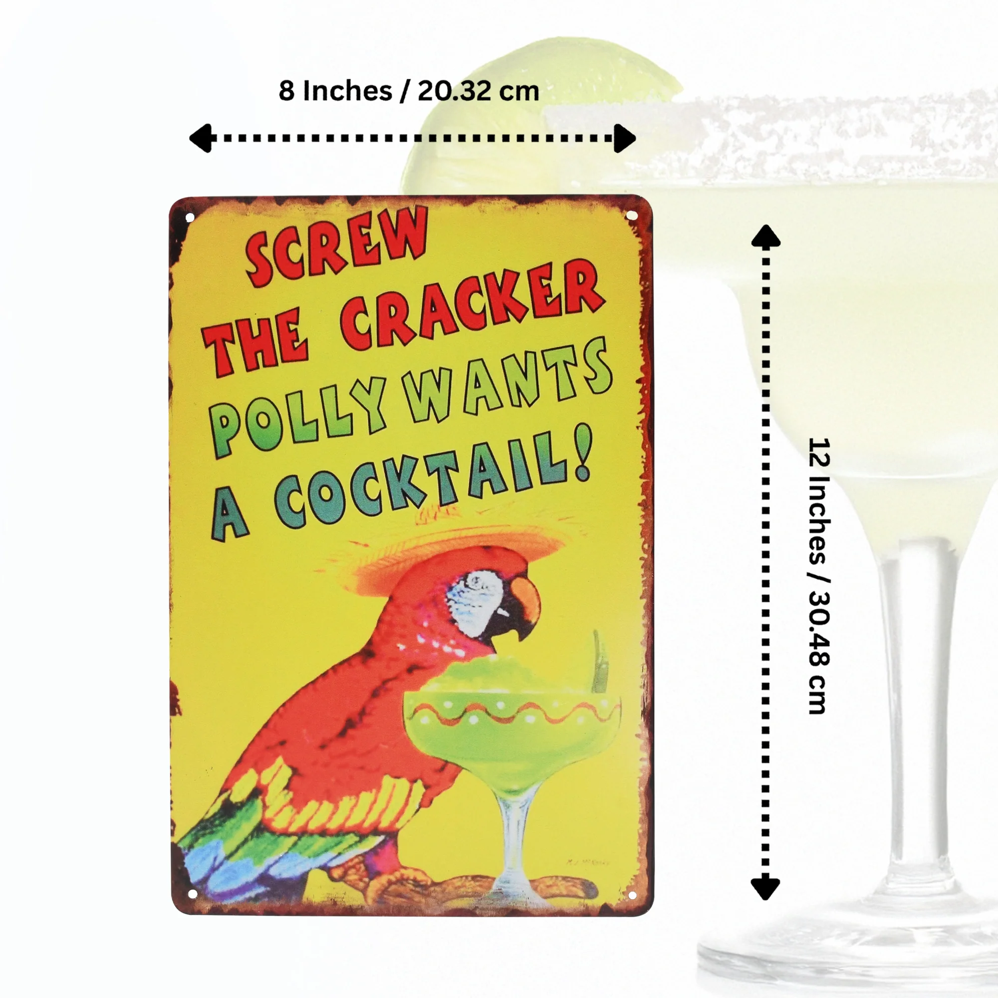 Wall Art Screw Cracker Polly Wants Cocktail Metal Sign Outdoor Party Patio Decor - Image 5