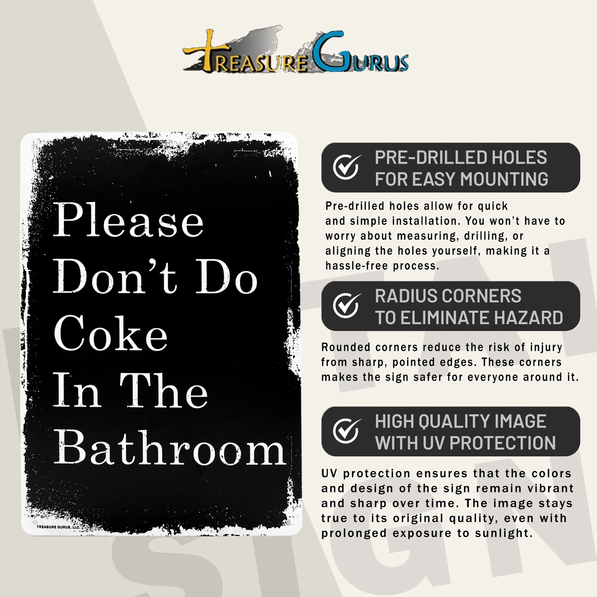 Funny Please Dont Do Coke In The Bathroom Sign Man Cave Home Bar Dorm Room Decor - Image 3