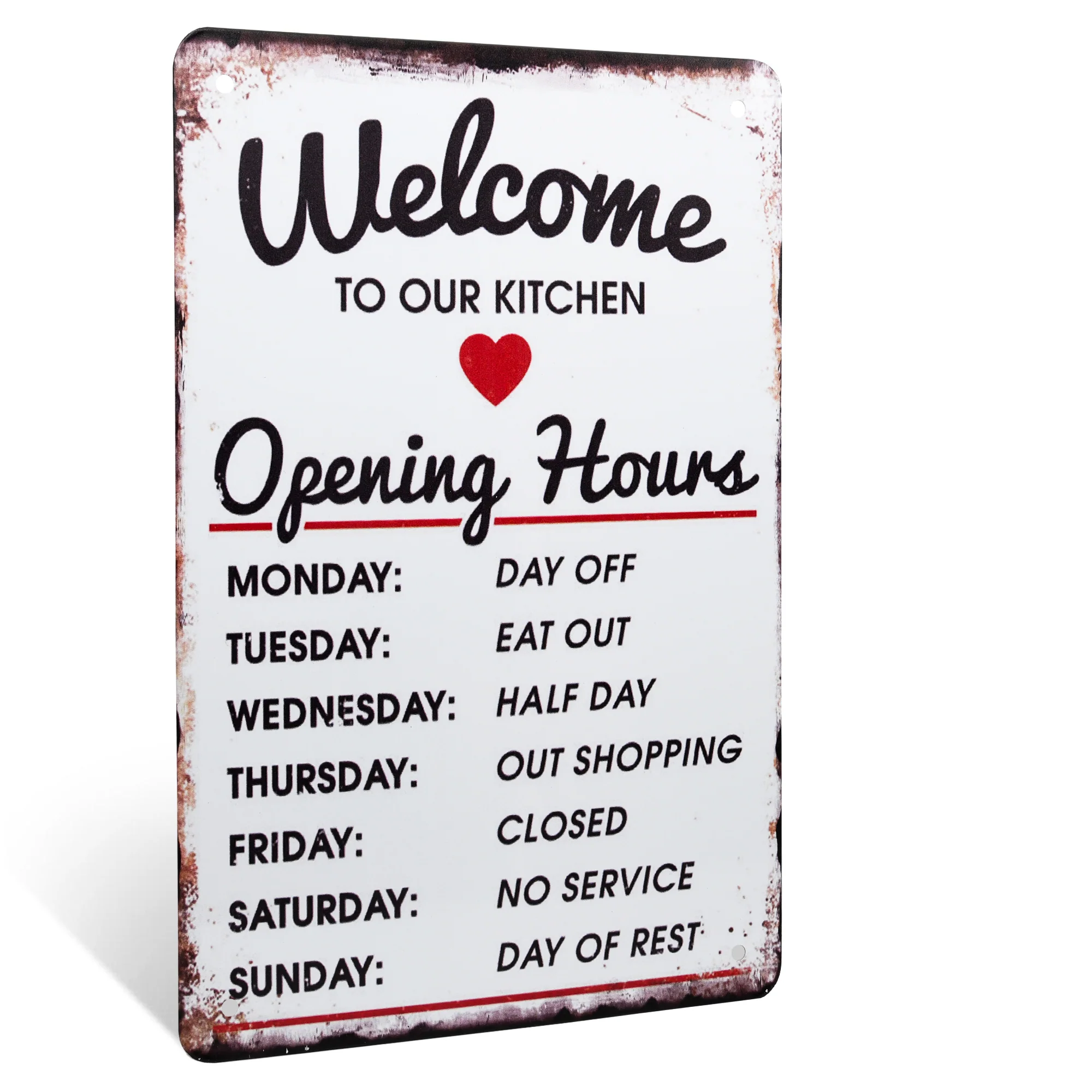 Metal Welcome to Our Kitchen Funny Menu Sign Farmhouse Wall Decor Rustic Poster
