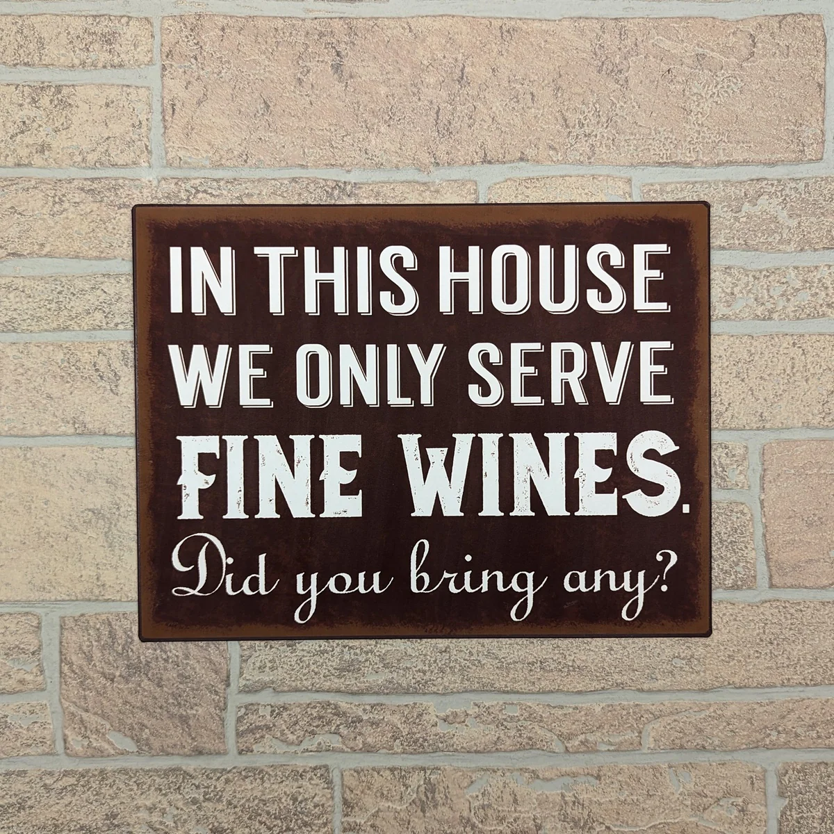 Funny Rustic We Serve Fine Wines Tin Sign Home Bar Kitchen Decor Metal Wall Art - Image 2