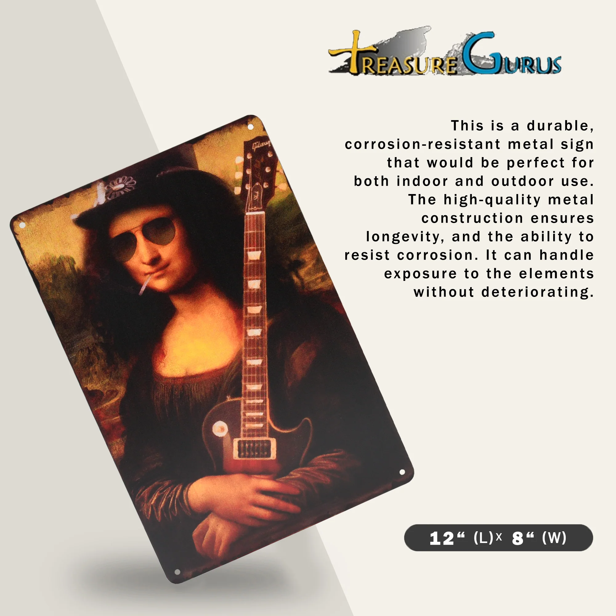 Metal Sign Slash Mona Lisa Funny Wall Art Rock and Roll Bedroom Music Room Decor - Image 3