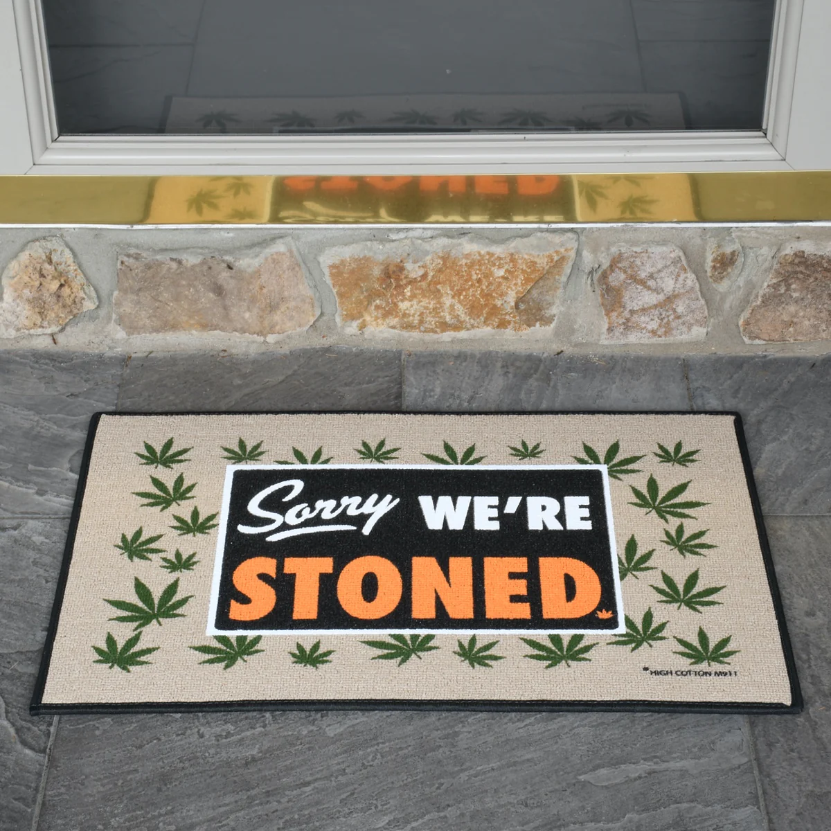 Funny Sorry Stoned Tan Marijuana Welcome Doormat Outdoor Floor Rug Weed Door Mat - Image 3