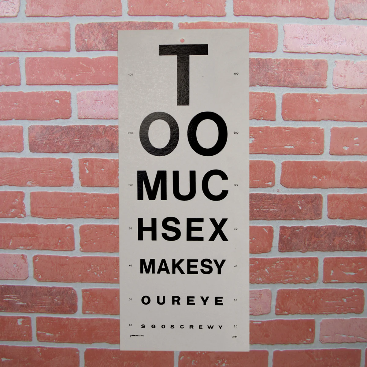 Funny Too Much Sex Eye Chart Sign Vision Poster Man Cave Home Bar Wall Decor - Image 2