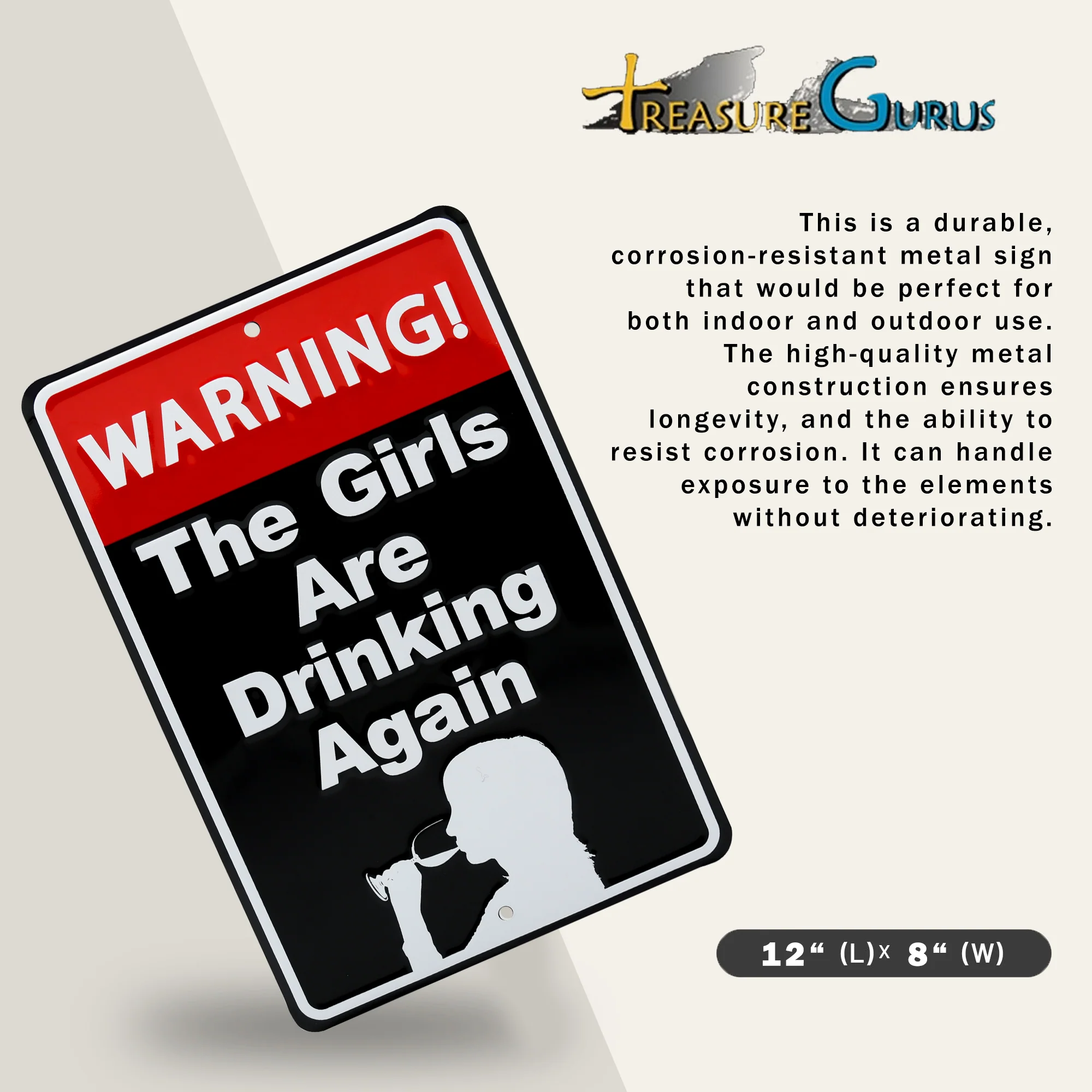 Metal Sign Funny Warning Girls Drinking Man Cave Bar Accessories Home Room Decor - Image 2
