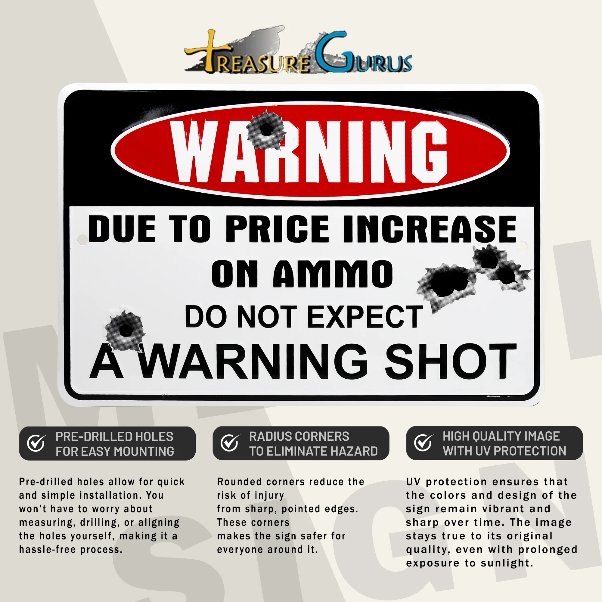 Funny Due to Ammo Price Increase No Warning Shot Sign Private Property Posted Ad - Image 3