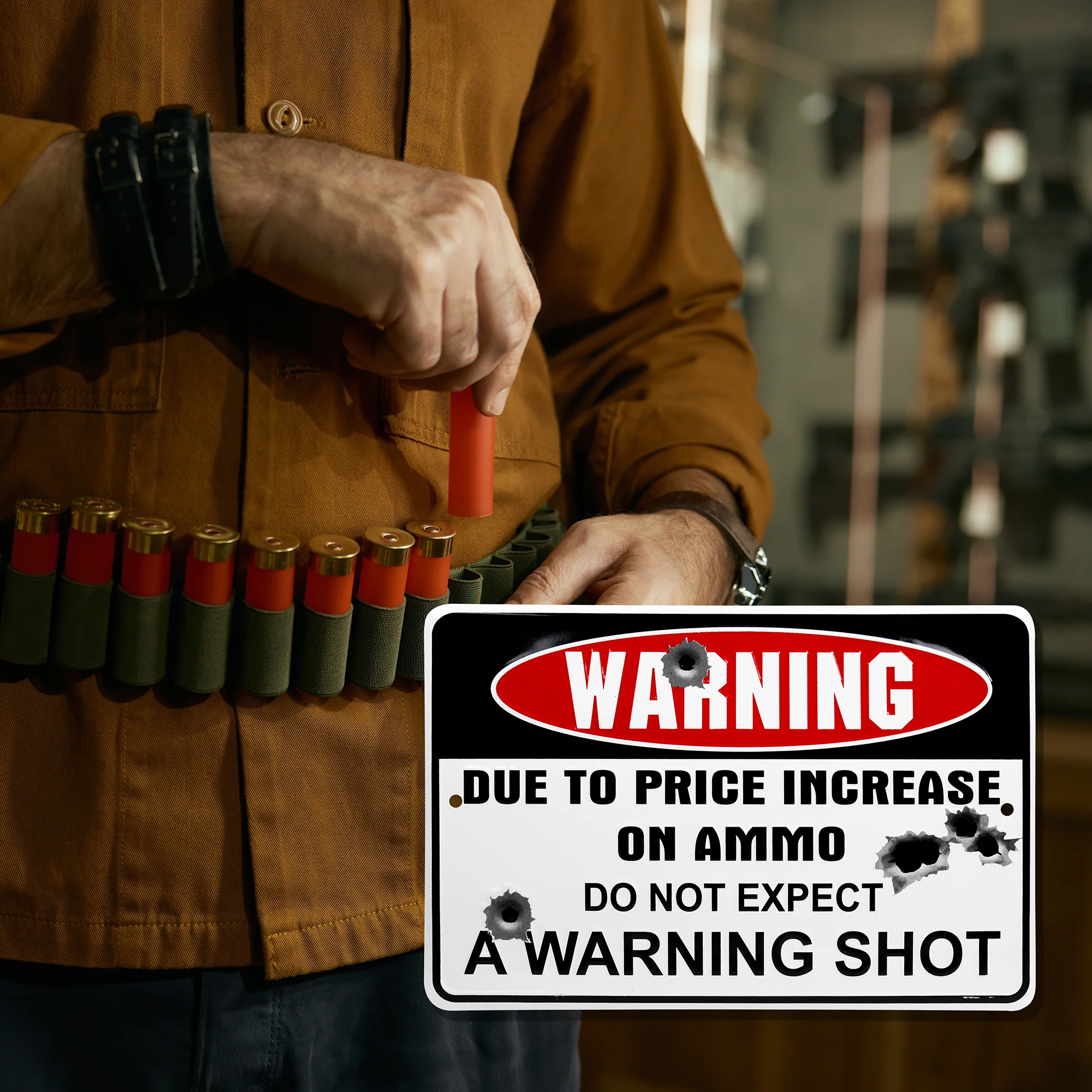 Funny Due to Ammo Price Increase No Warning Shot Sign Private Property Posted Ad - Image 7