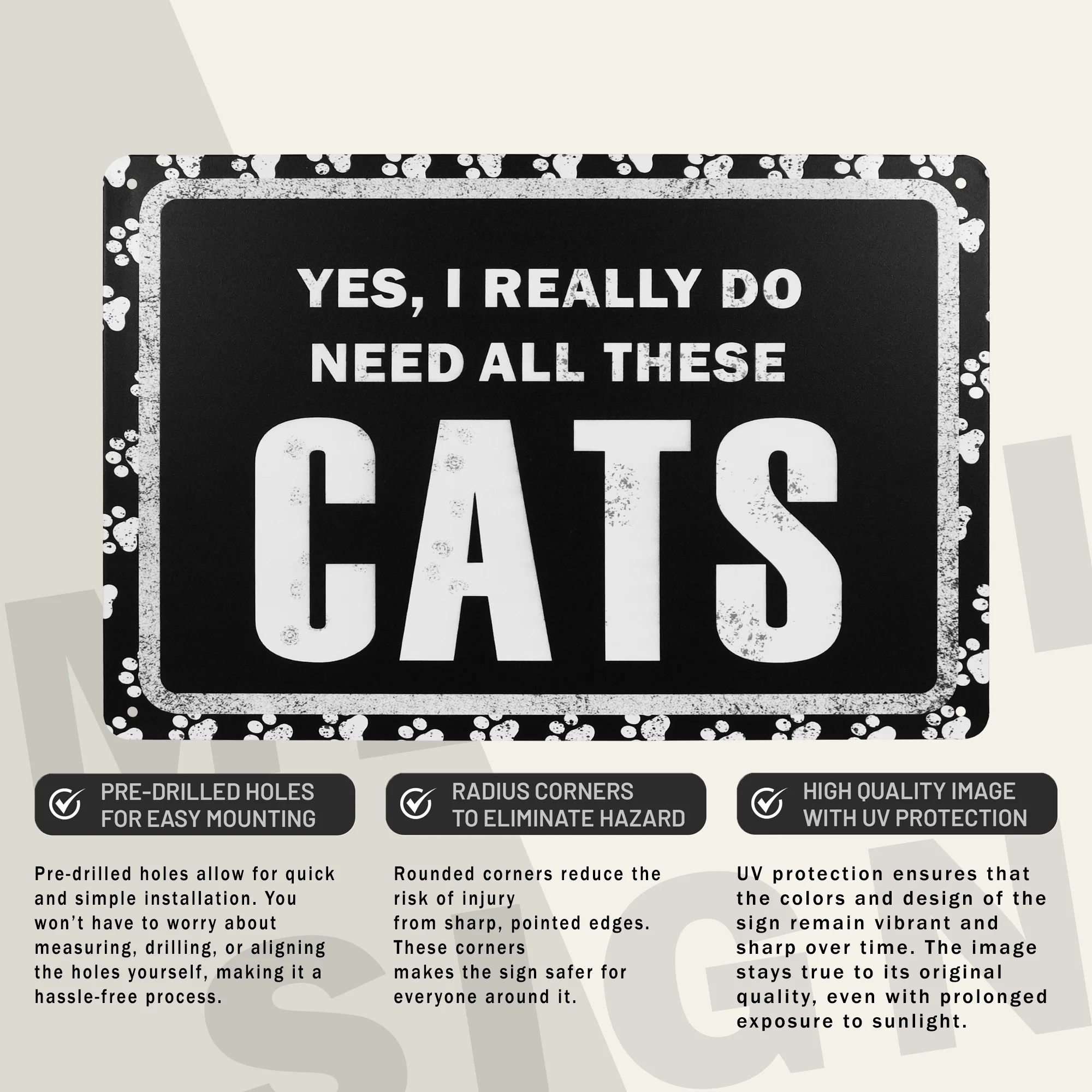 Funny Yes I Really Do Need All These Cats Sign Wall Art Living Room Home Decor - Image 3