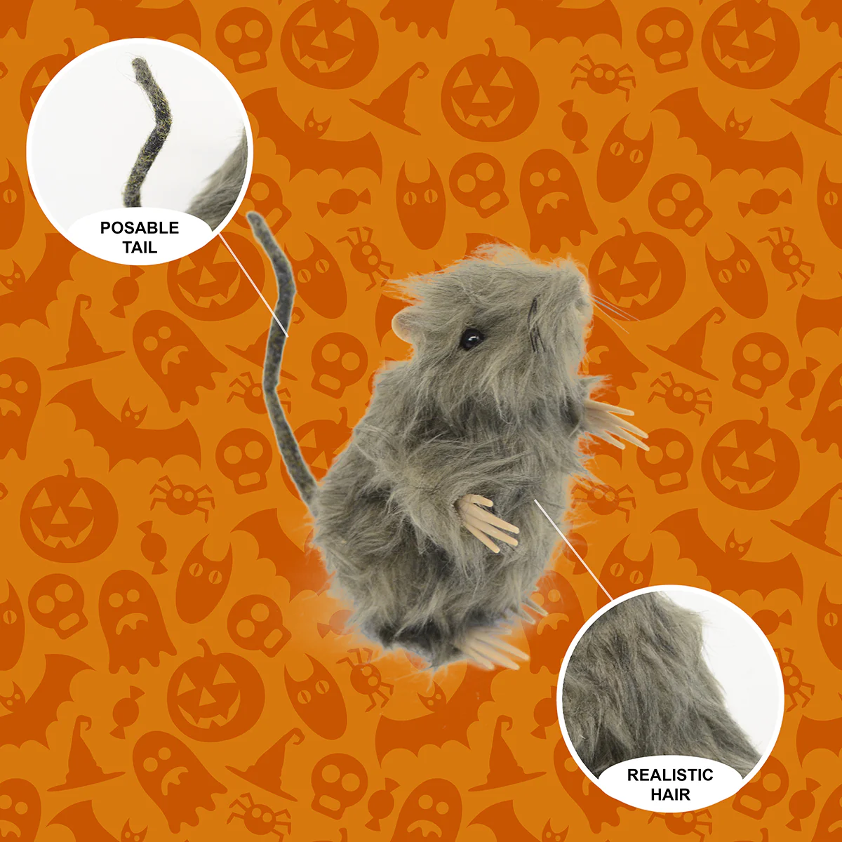 Furry 2 Mouse Rat Scary Spooky Indoor Decor Cat Toy Doll Halloween Decorations - Image 2