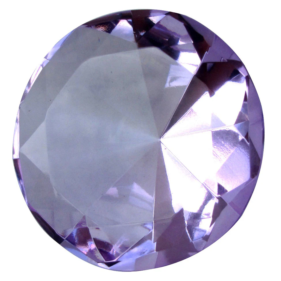 Giant 60mm Cut Glass Purple Lavendar Diamond Jewel Paperweight