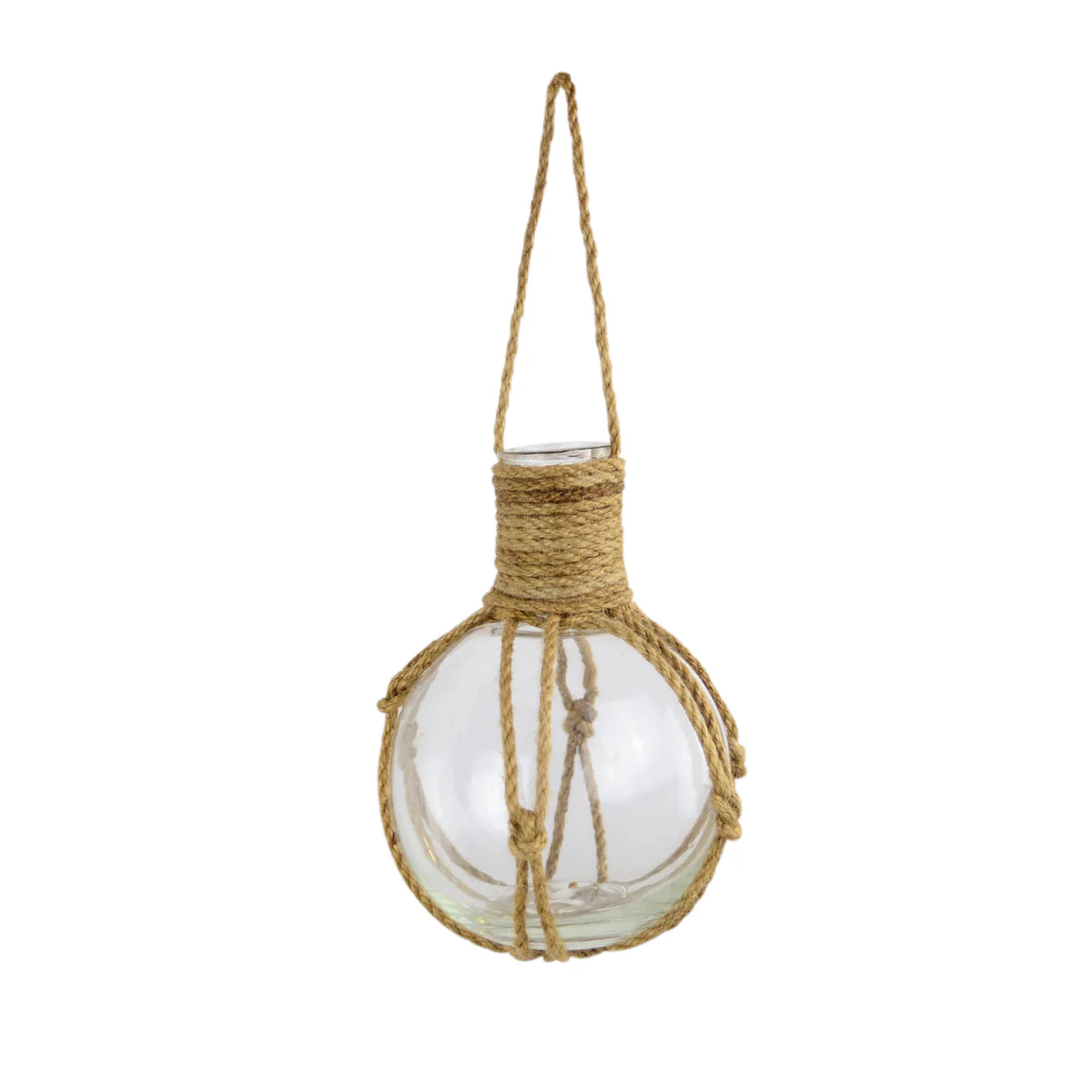 Glass Bottle Knotted Jute Rope Plant Hanging Flower Bud Vase Coastal Home Decor