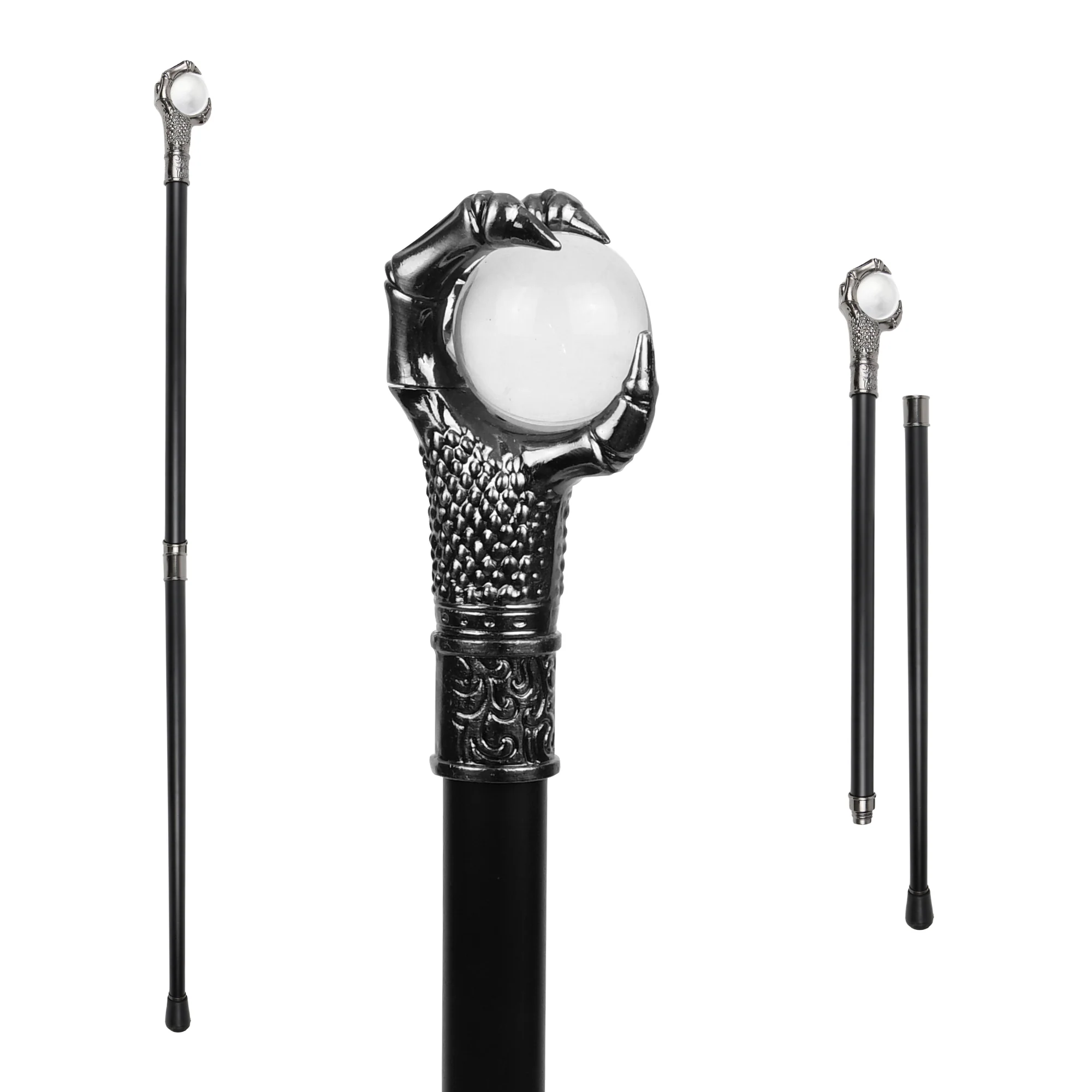Glass Clear Ball Dragon Claw Cane Walking Canes Women Men Cosplay Gothic Decor