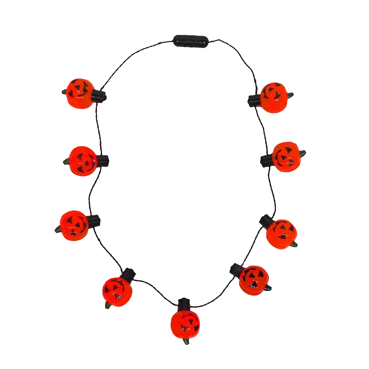 Glow Dark Pumpkin LED Light Up Necklace Halloween Costume Jewelry Party Supplies - Image 2