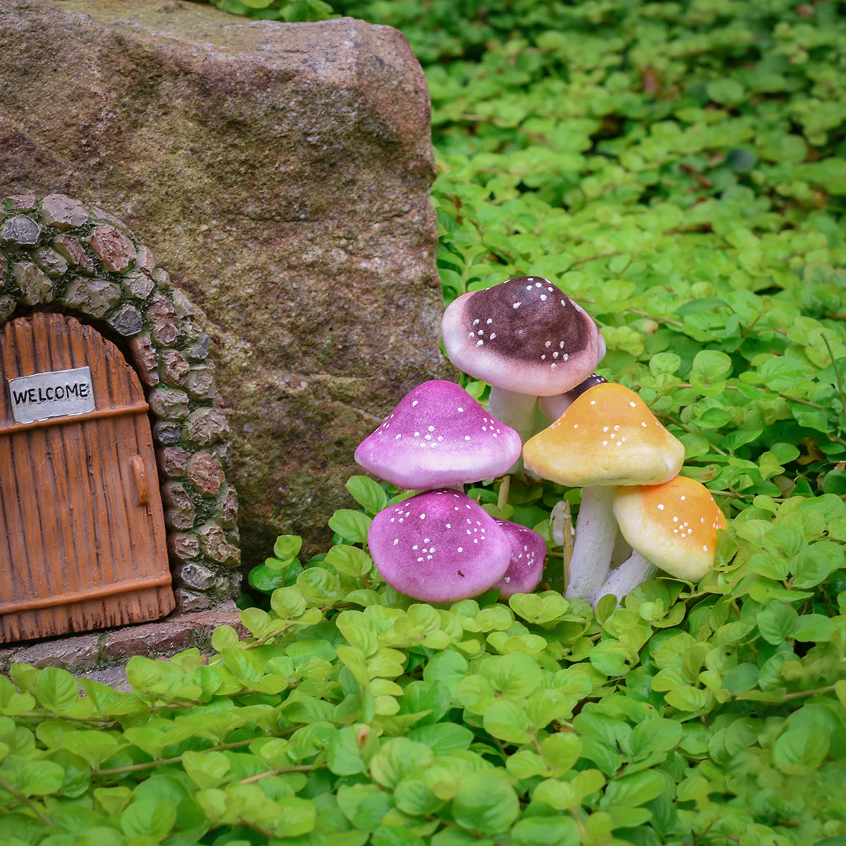 Gold Mushrooms Mini Outdoor Fairy Garden Accessories Dollhouse Landscape Decor - Image 5