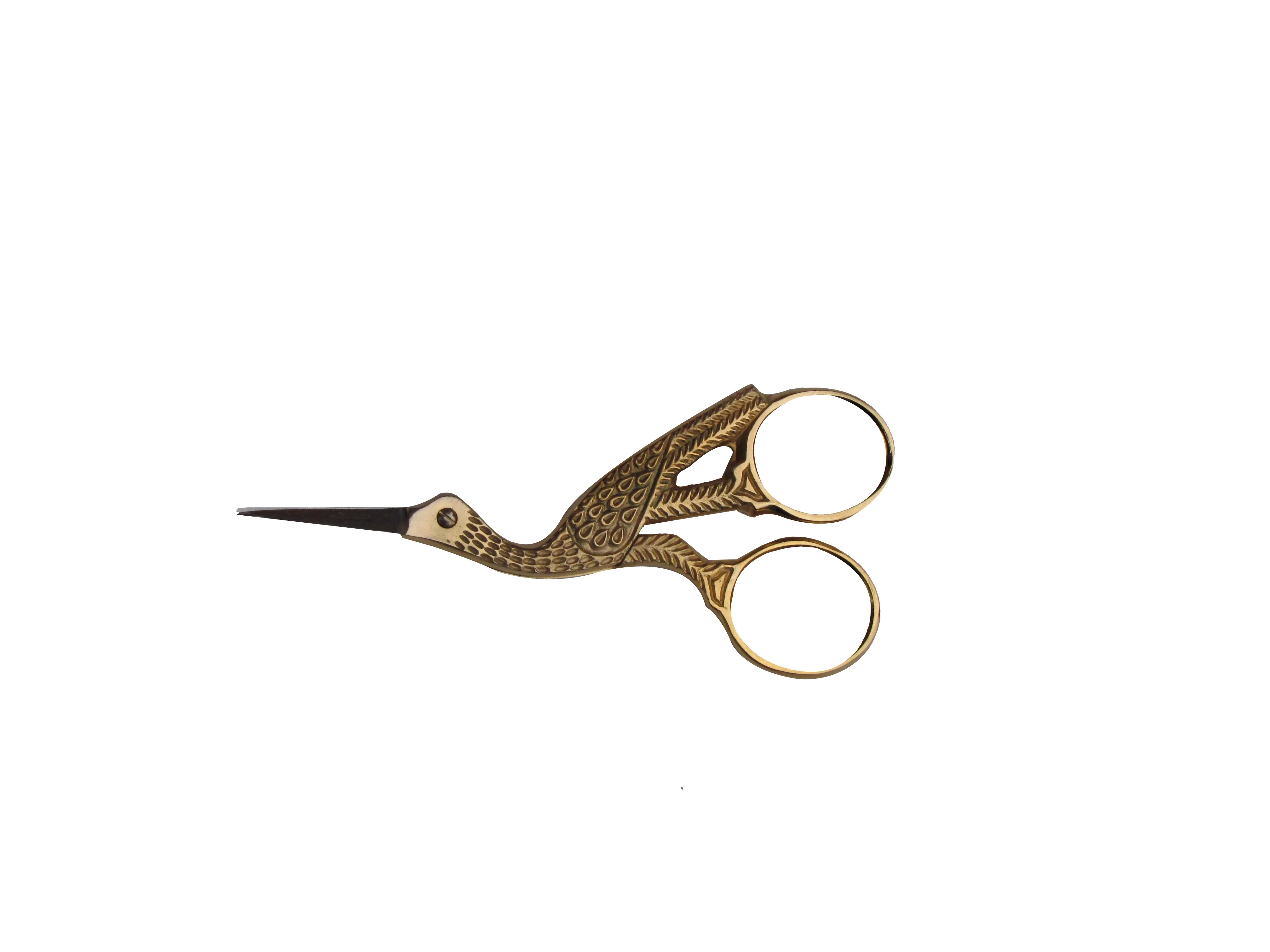 Gold Toned Stork Pelican Shaped Craft Scissors for Needlework, Embroidery, or Needlepoint