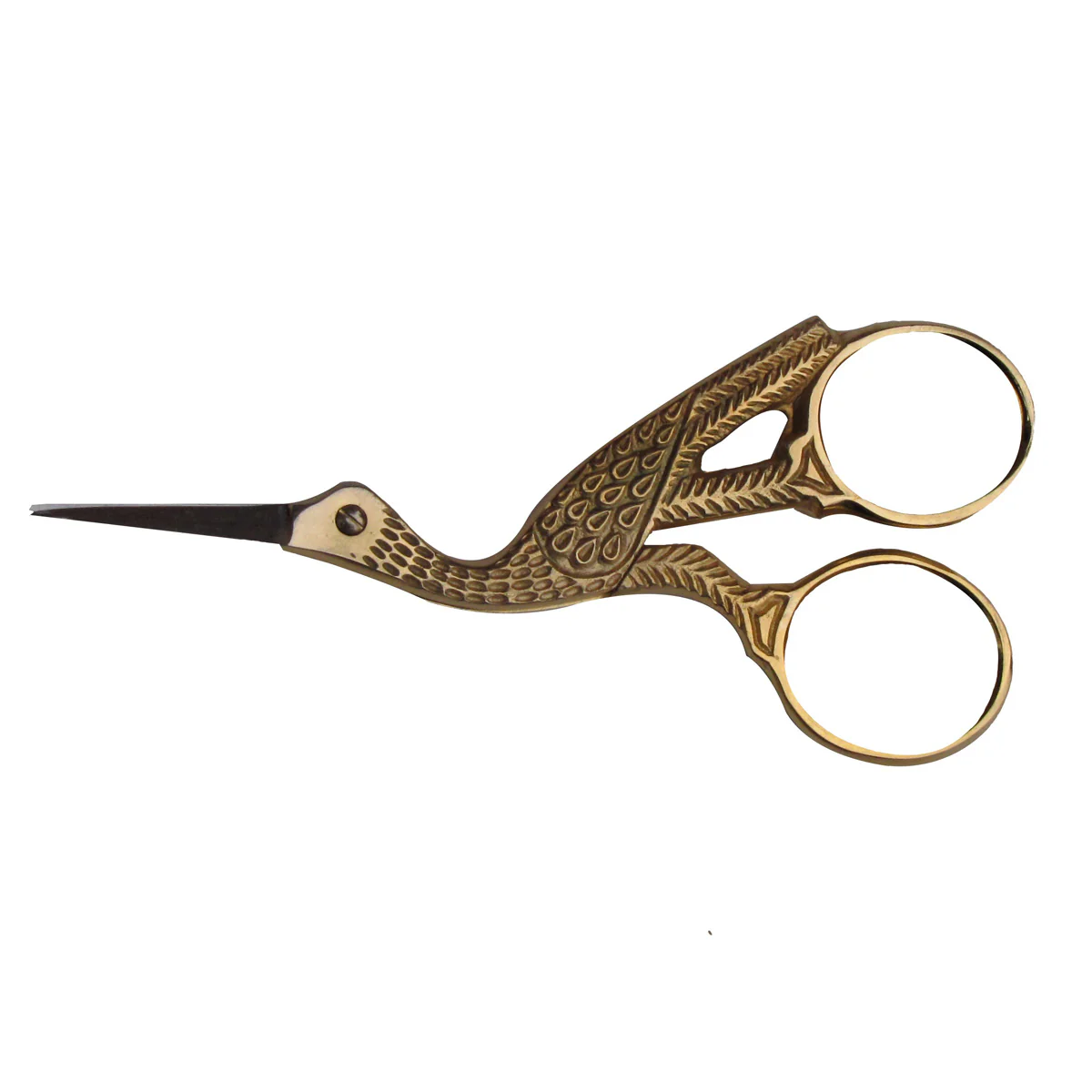Gold Toned Stork Pelican Shaped Craft Scissors for Needlework, Embroidery, or Needlepoint - Image 2