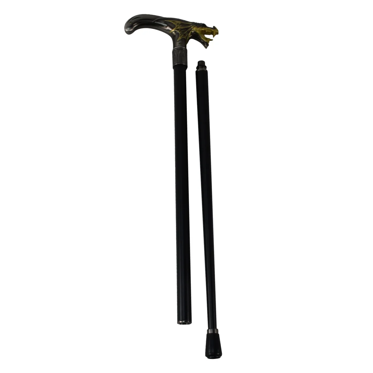 Golden Winged Dragon T Handle Metal Cane 2pc Steel Shaft Travel Walking Stick - Image 2