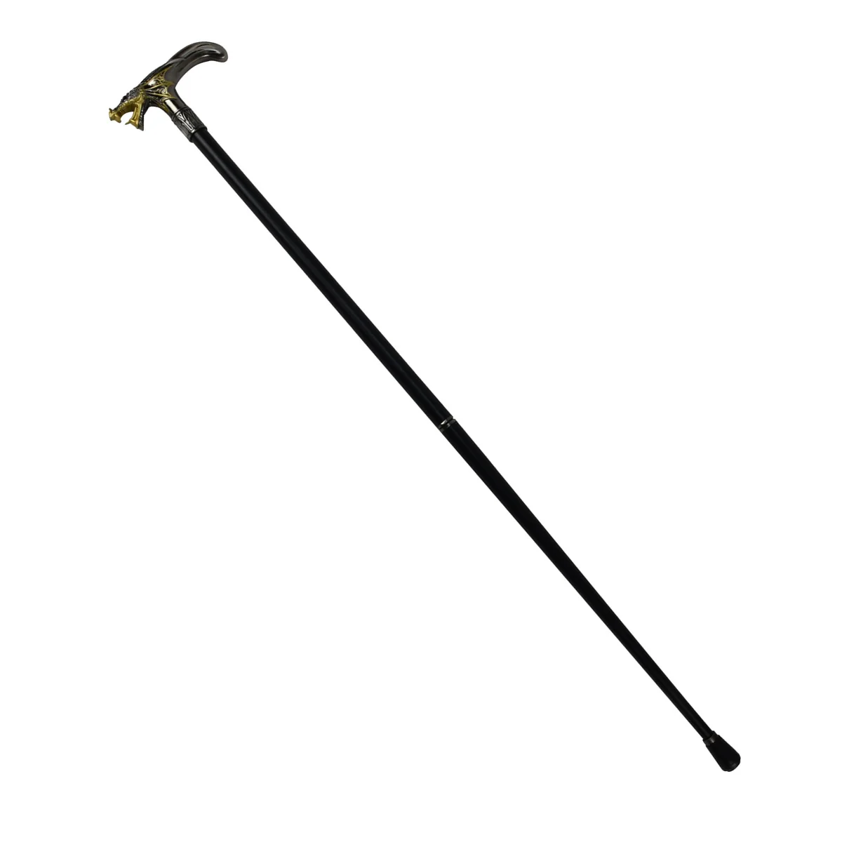 Golden Winged Dragon T Handle Metal Cane 2pc Steel Shaft Travel Walking Stick - Image 3