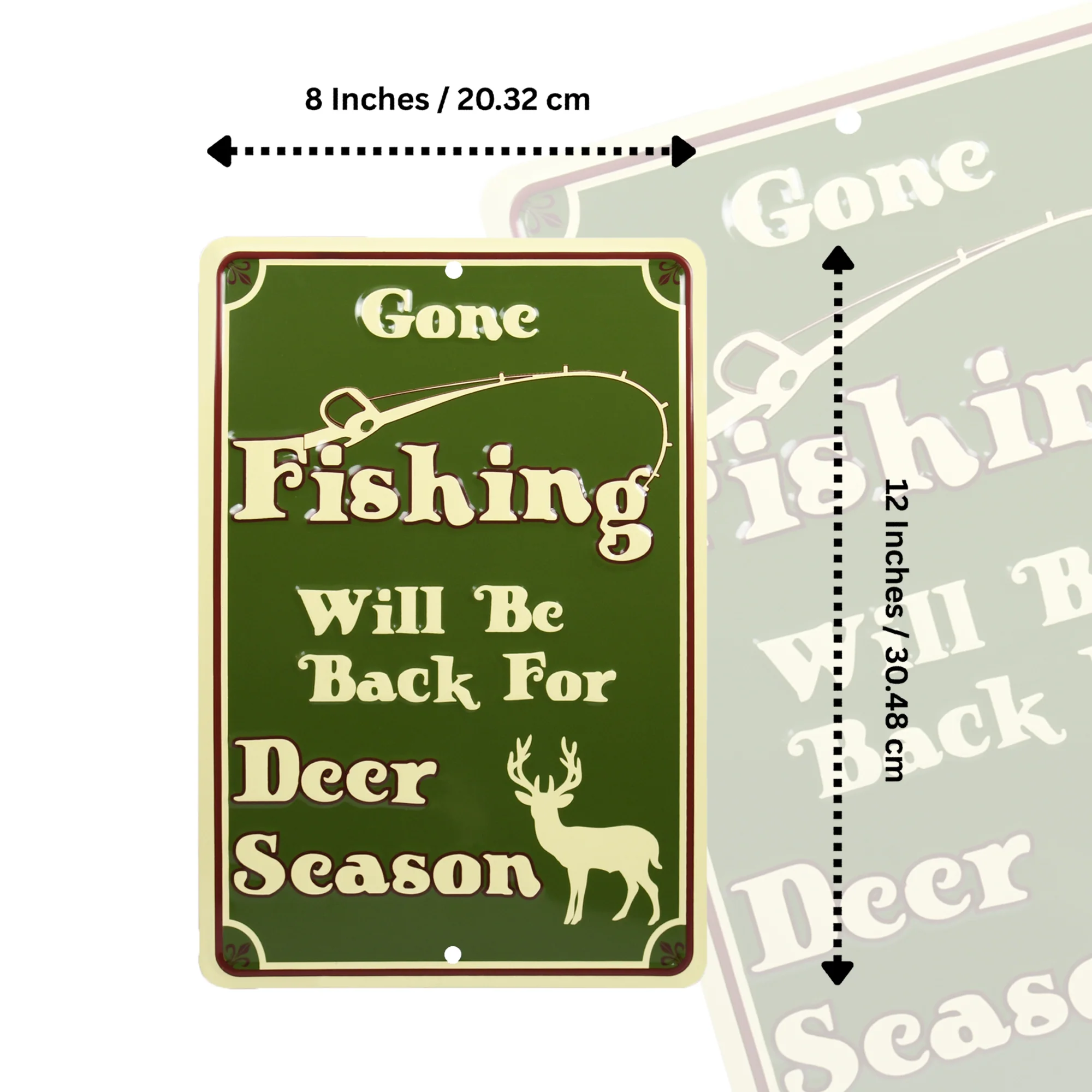 Metal Gone Fishing Be Back Deer Season Funny Sign Man Cave Room Decor Cabin Home - Image 5
