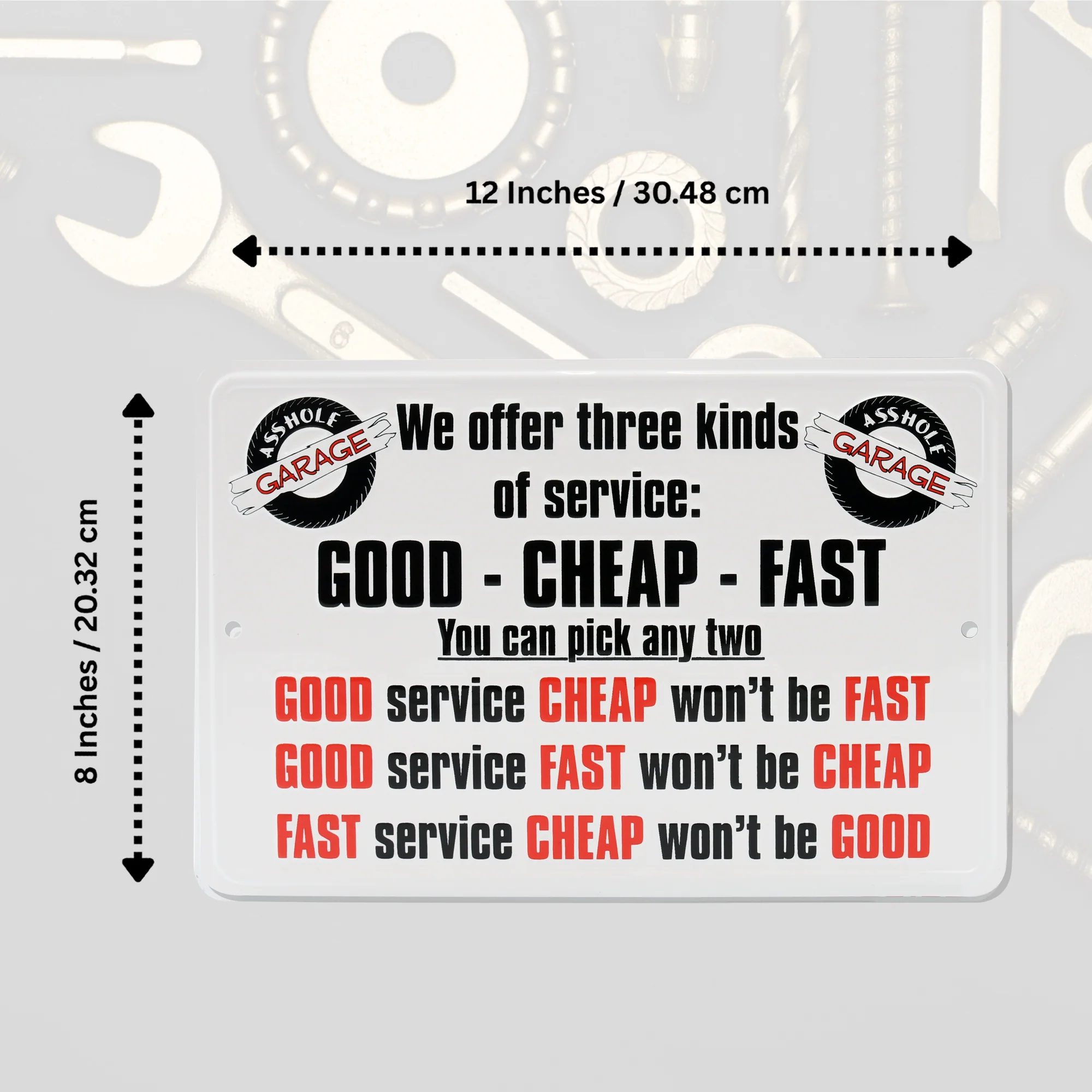 Garage Wall Sign We Offer 3 Kinds of Service Mechanic Shop, Man Cave Room Decor - Image 5