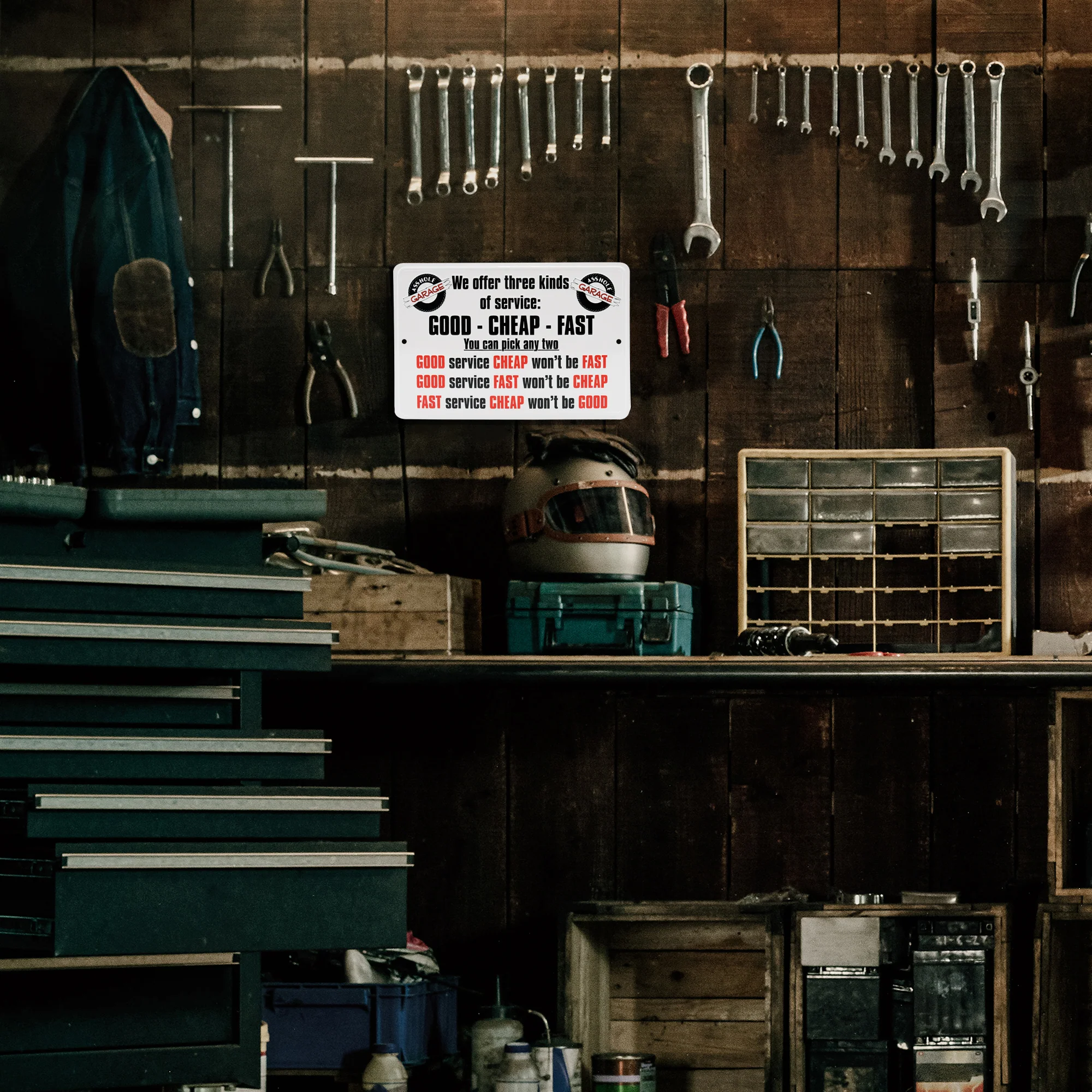 Garage Wall Sign We Offer 3 Kinds of Service Mechanic Shop, Man Cave Room Decor - Image 6