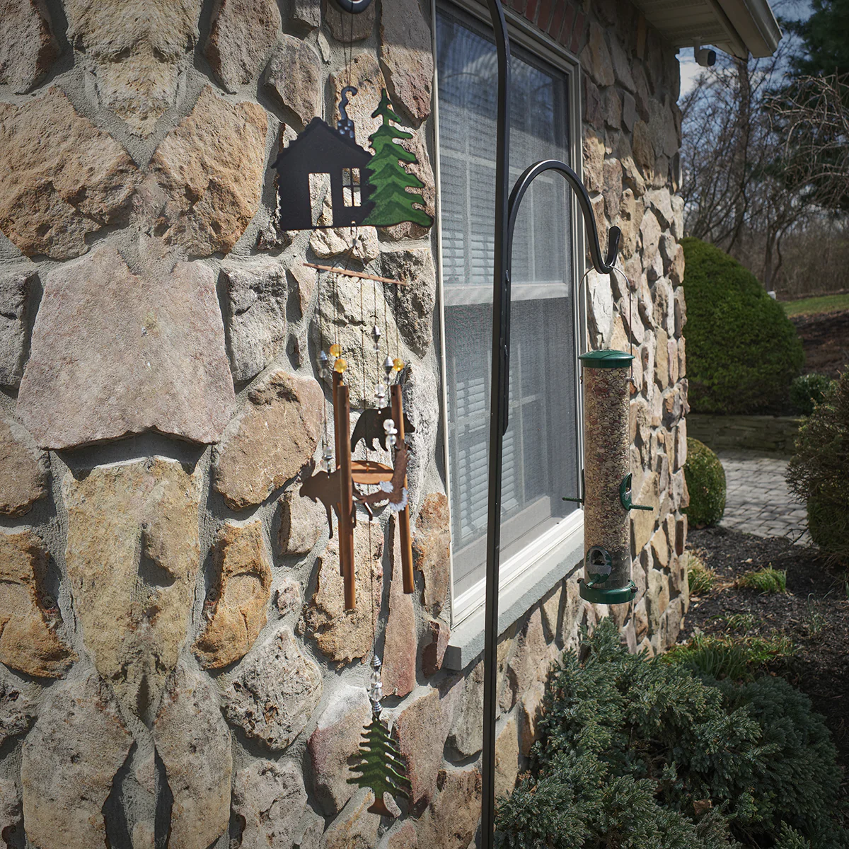 Great Outdoor Metal Hunting Cabin Moose Eagle Bear Wind Chime Sculpture Yard Art - Image 5