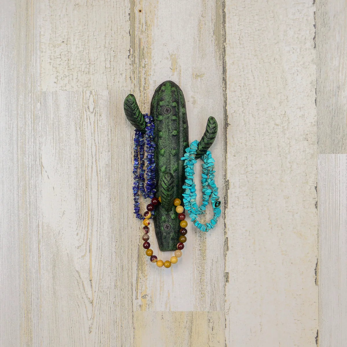 Green Cactus Wall Mount Hook Coat Hat Rack Storage Hanger Rustic Boho Home Decor - Image 3