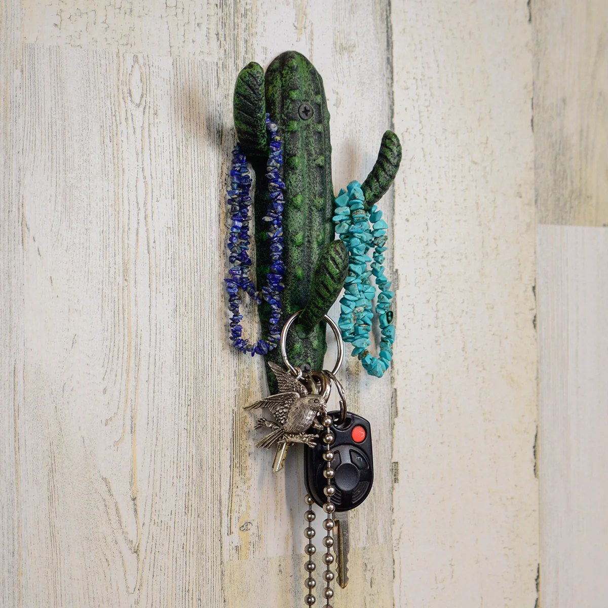 Green Cactus Wall Mount Hook Coat Hat Rack Storage Hanger Rustic Boho Home Decor - Image 4