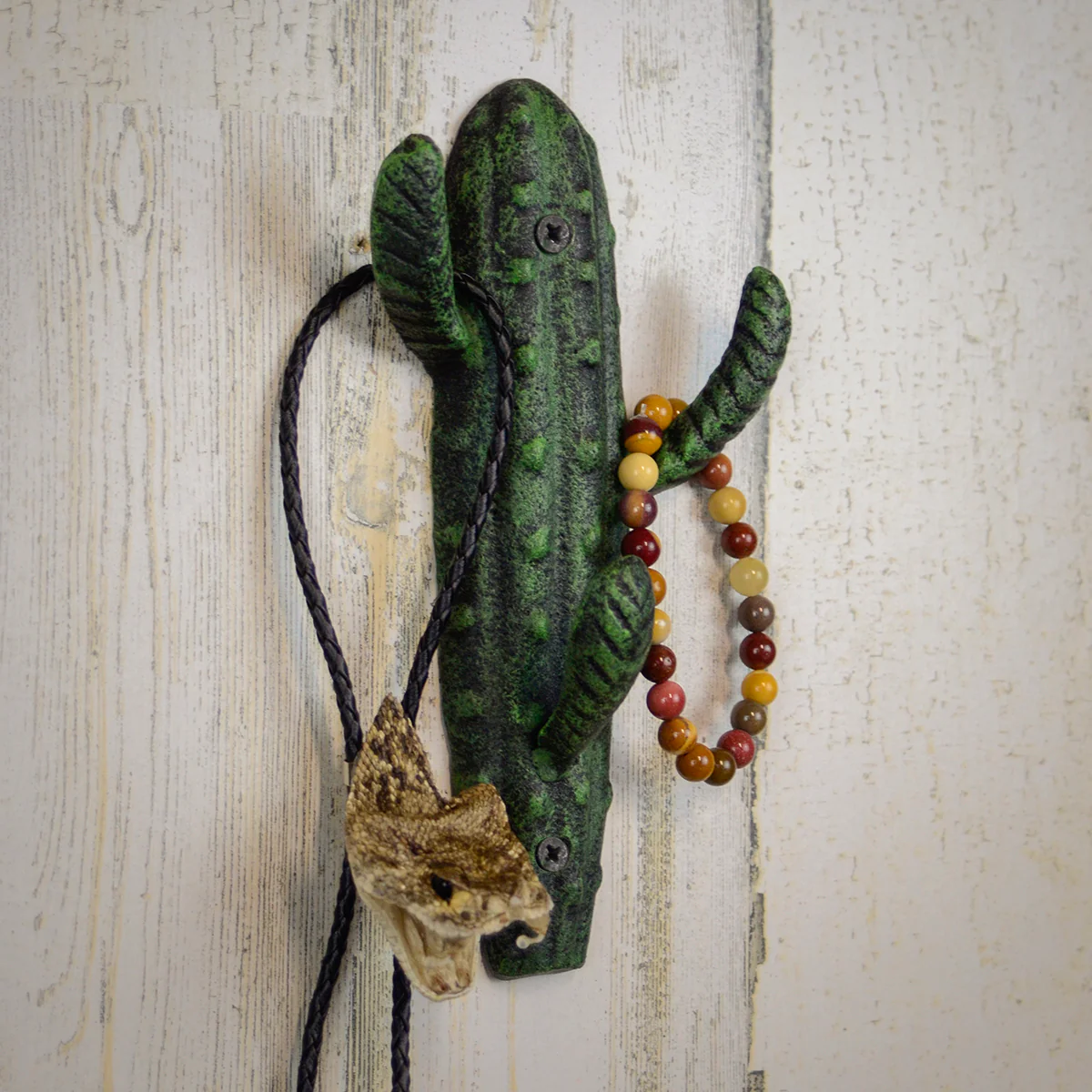 Green Cactus Wall Mount Hook Coat Hat Rack Storage Hanger Rustic Boho Home Decor - Image 5