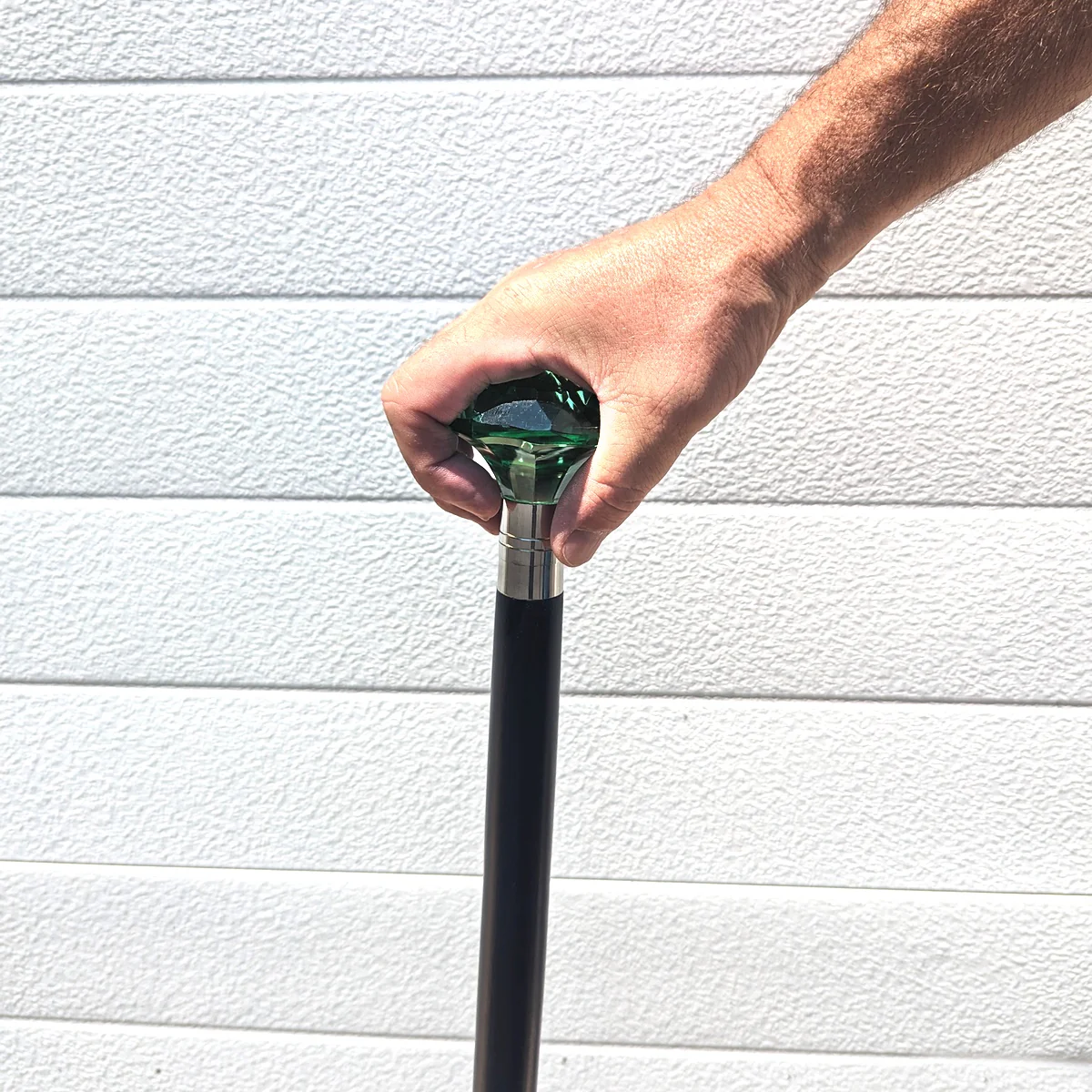 Green Stained Cut Glass Victorian Knob Cane Wooden Shaft Men Women Walking Stick - Image 5