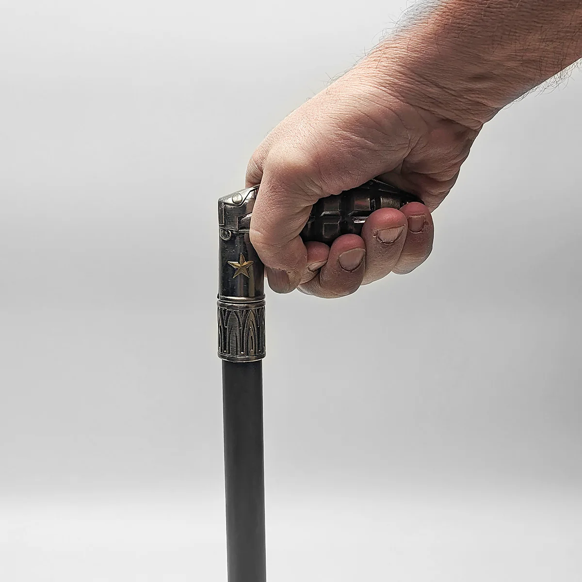 Grenade Handle Metal Silver Cane Walking Hiking Stick Men Women US Military Gift - Image 5