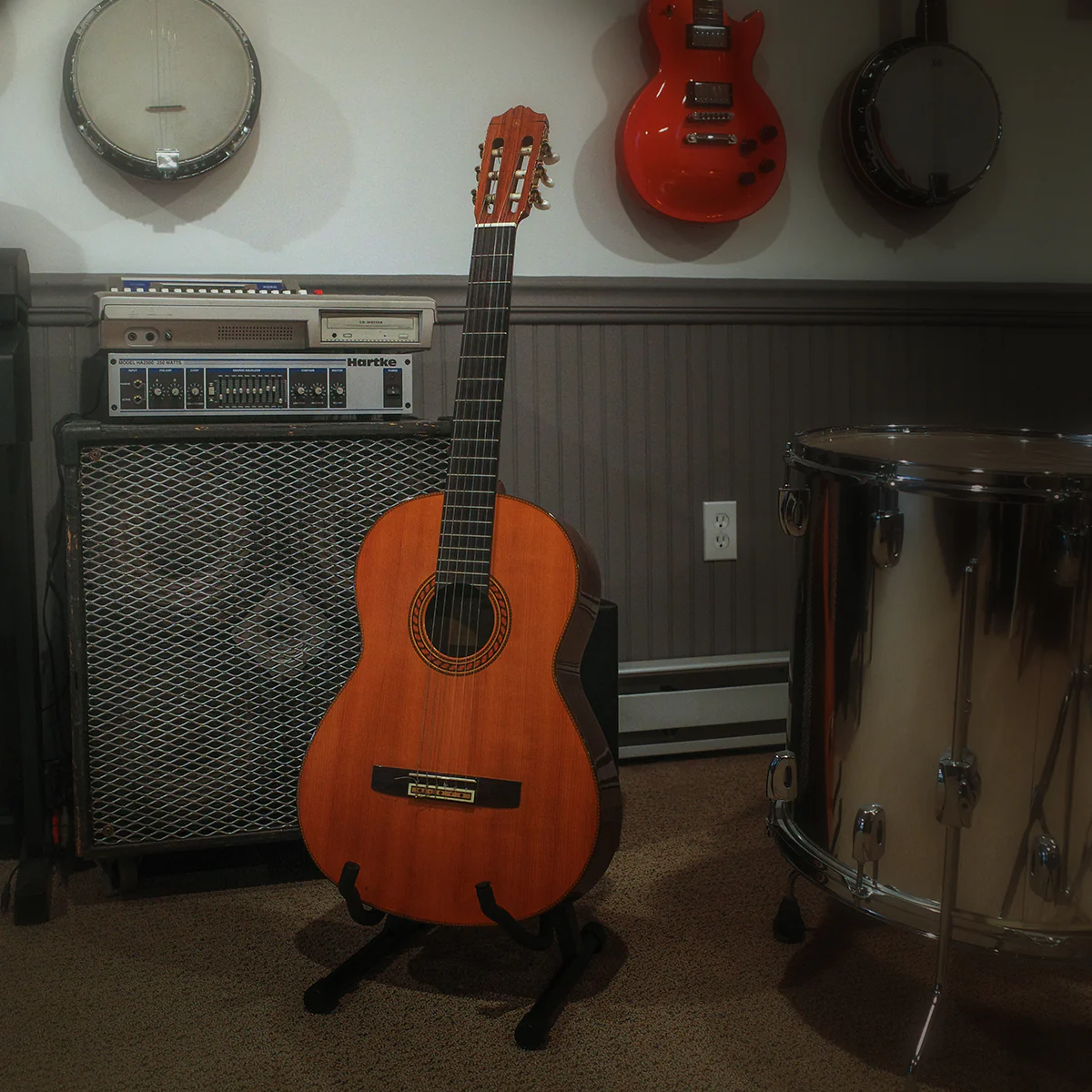 Guitar Floor Stand A Frame Acoustic Electric Bass Stage Band Touring Accessories - Image 4
