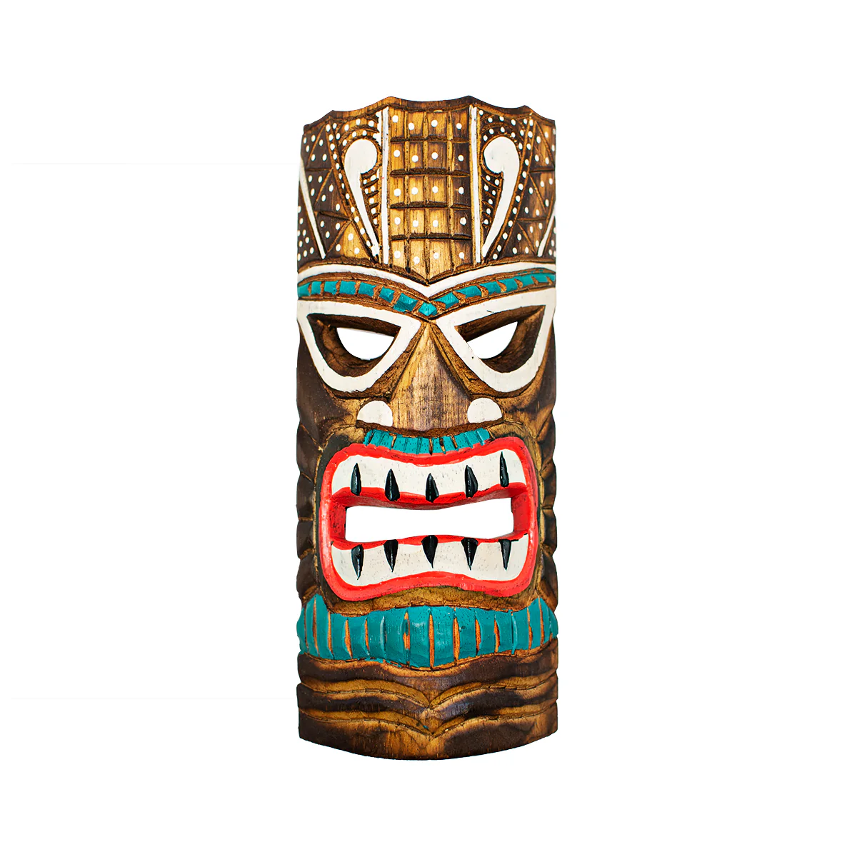 Hand Carved Wood Tiki Head Mask 3D Tropical Yard Luau Party Wall Decor