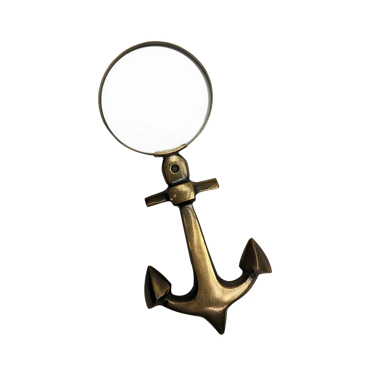 Hand Held Brass Anchor Magnifying Glass Reading Lens Magnifier Office Desk Decor