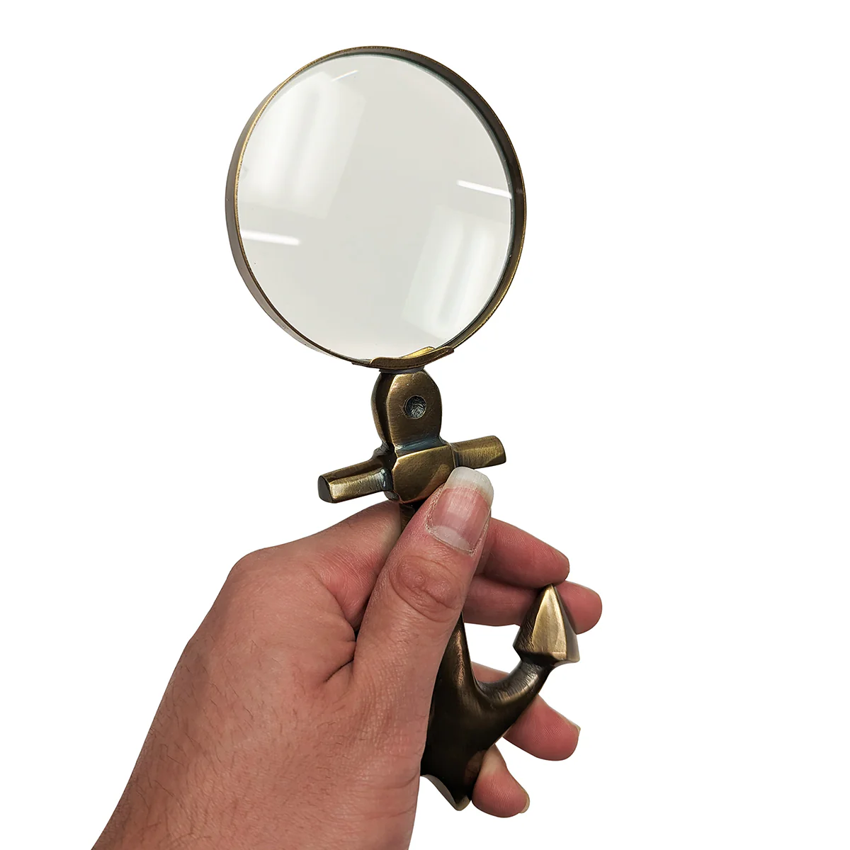 Hand Held Brass Anchor Magnifying Glass Reading Lens Magnifier Office Desk Decor - Image 3