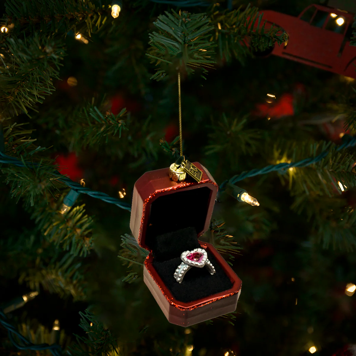 Hanging Engagement Marry Me Ring Christmas Tree Ornament Holiday Gift Xmas Decor - Image 2