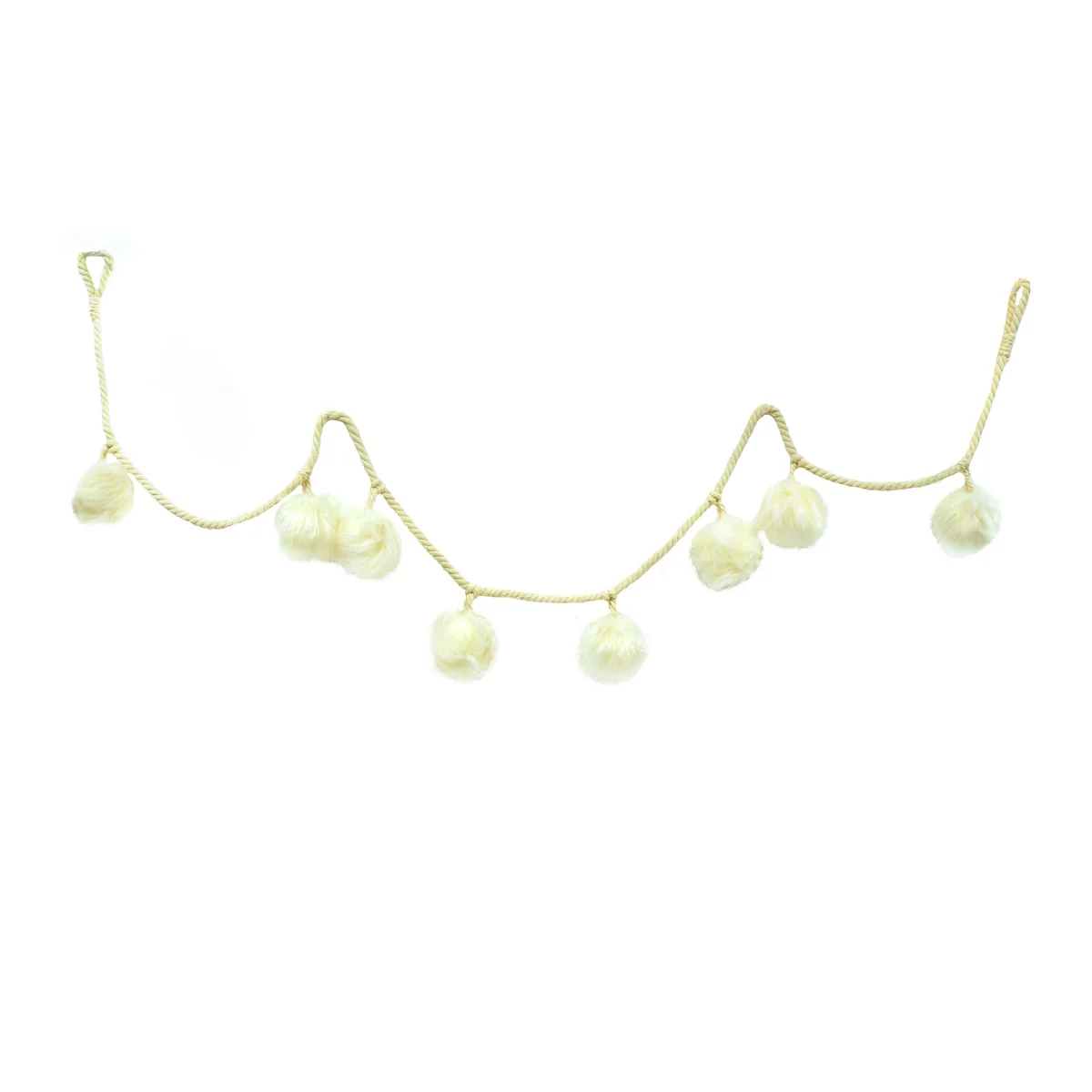 Hanging Furry White Pom Ball Garland Christmas Tree Ornament Holiday Xmas Decor