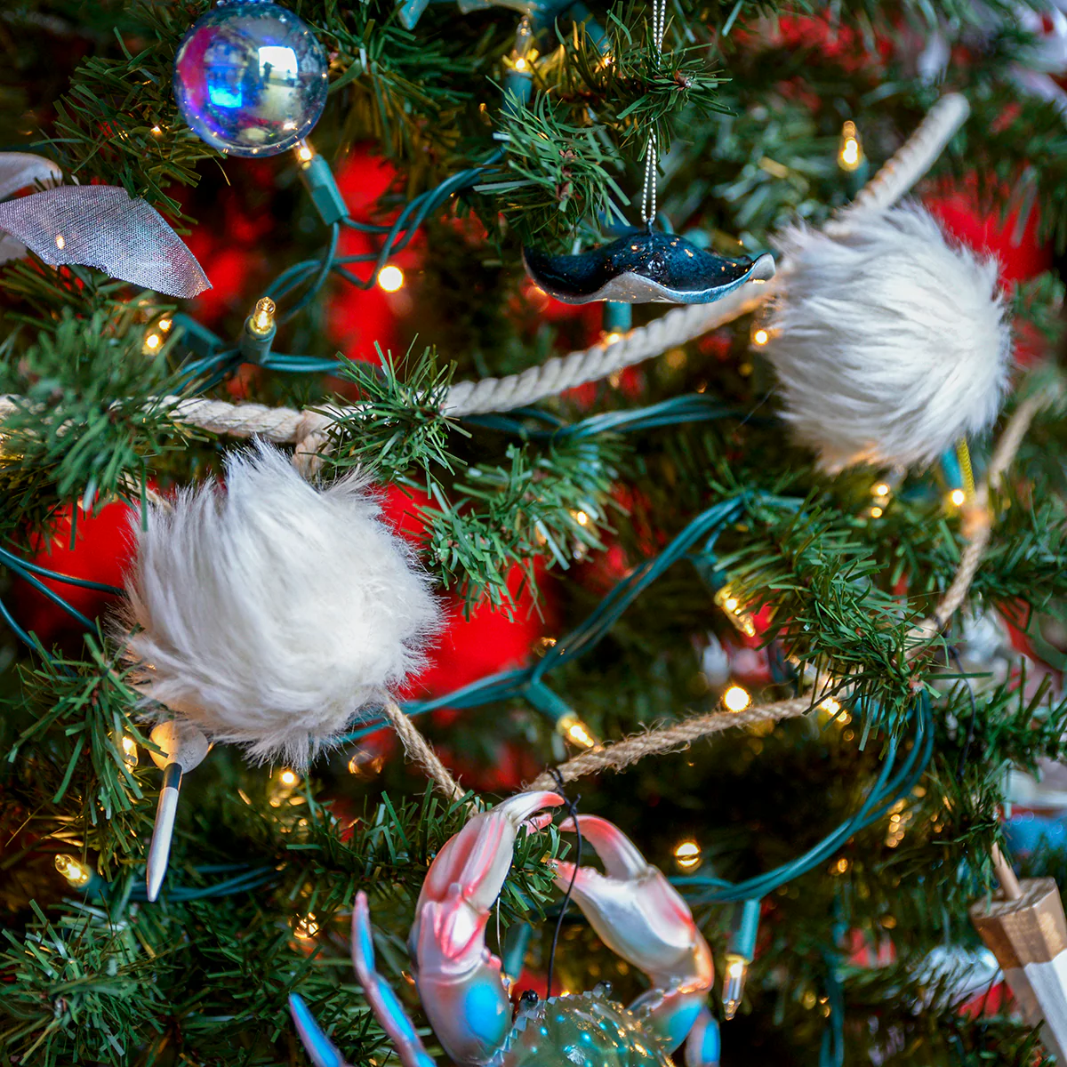 Hanging Furry White Pom Ball Garland Christmas Tree Ornament Holiday Xmas Decor - Image 3