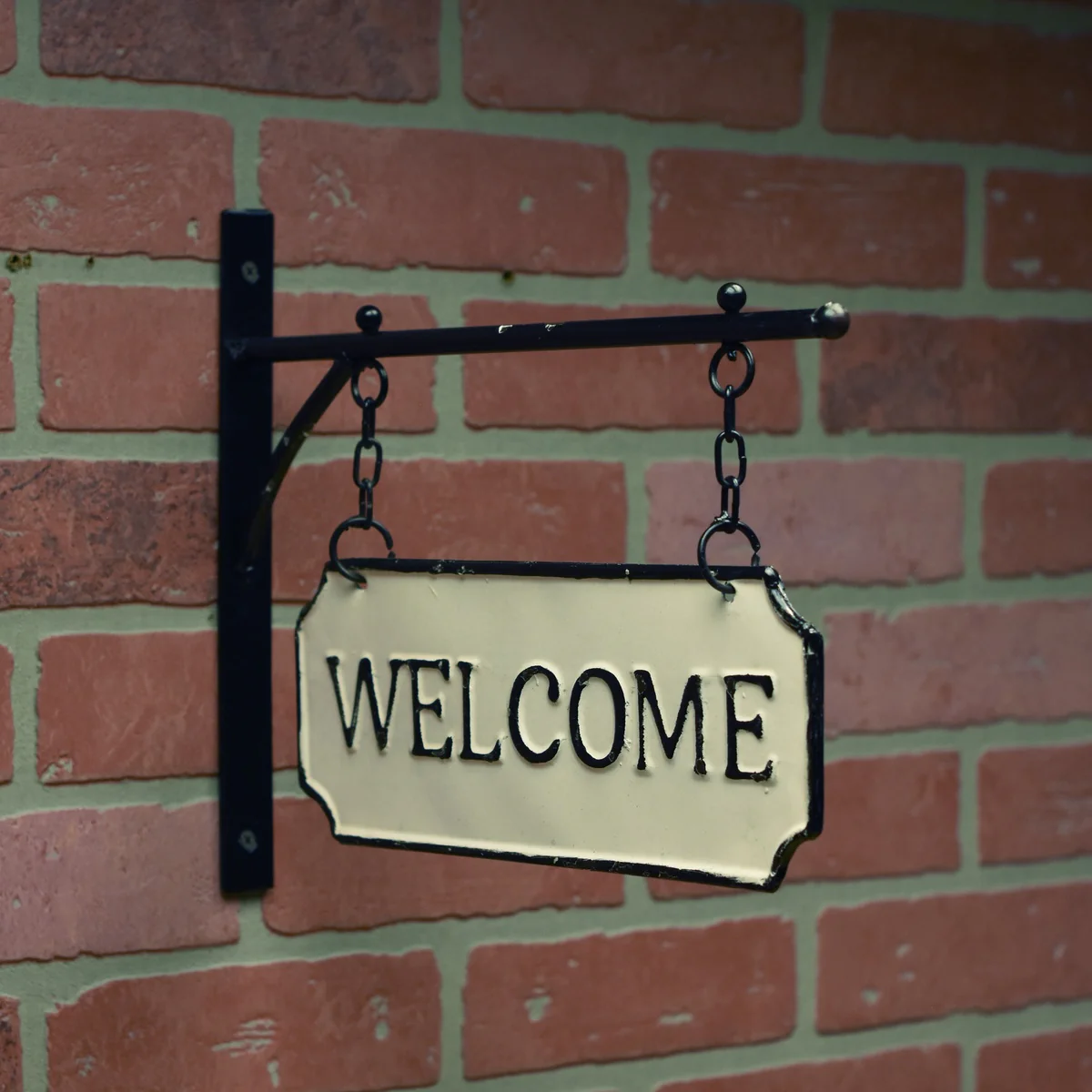 Hanging White Enamel Welcome Metal Sign Front Door Farmhouse Home Decor Wall Art - Image 4