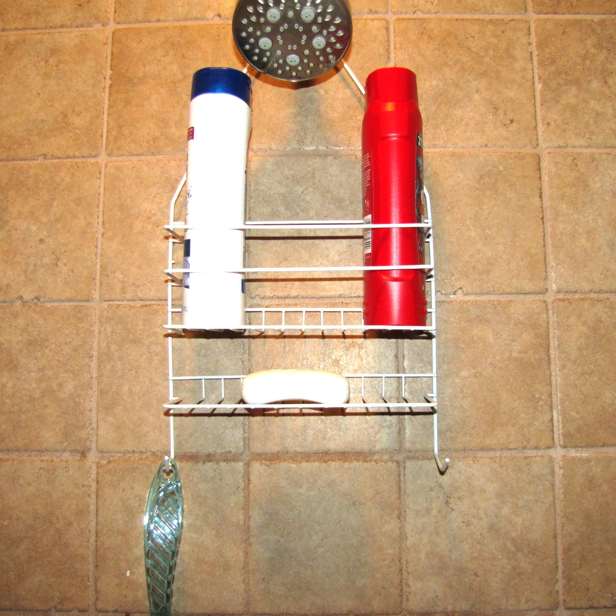 Hanging White Metal Shower Head Caddy Bathroom Storage Bath Shelf Organizer Rack - Image 4